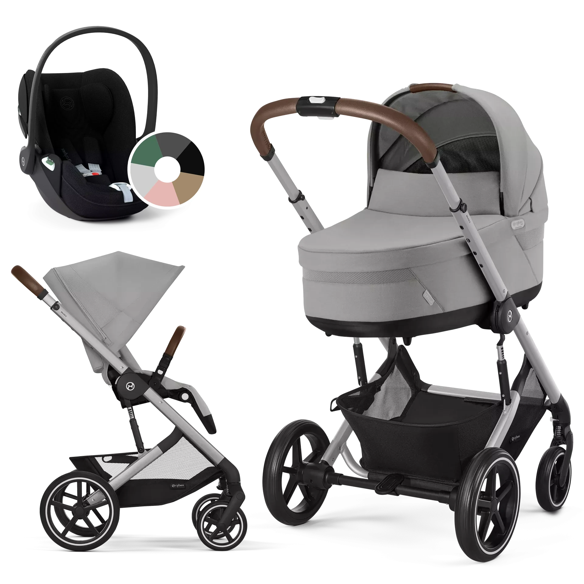 Cybex Balios S Lux + Cybex Cloud T i-Size - wózek 3w1 | Stone Grey