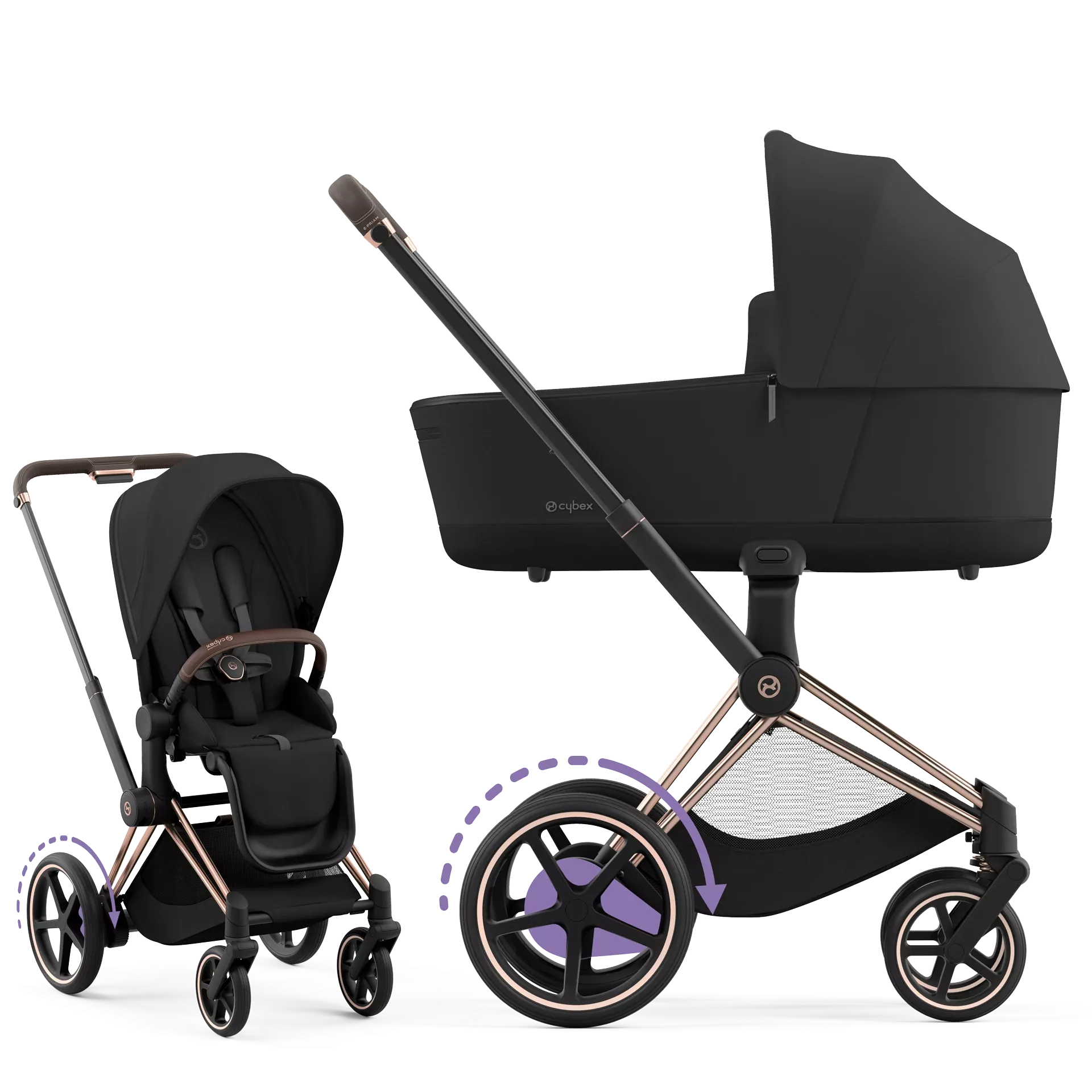 Cybex e-Priam 4.0 - 2w1 | Sepia Black (Rosegold Frame)