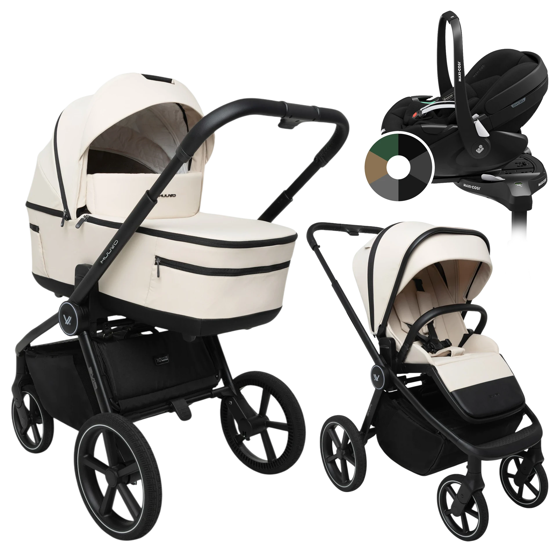 Muuvo Five + Maxi-Cosi Pebble 360 Pro2 + baza +GRATIS - 4w1 | Desert Sand