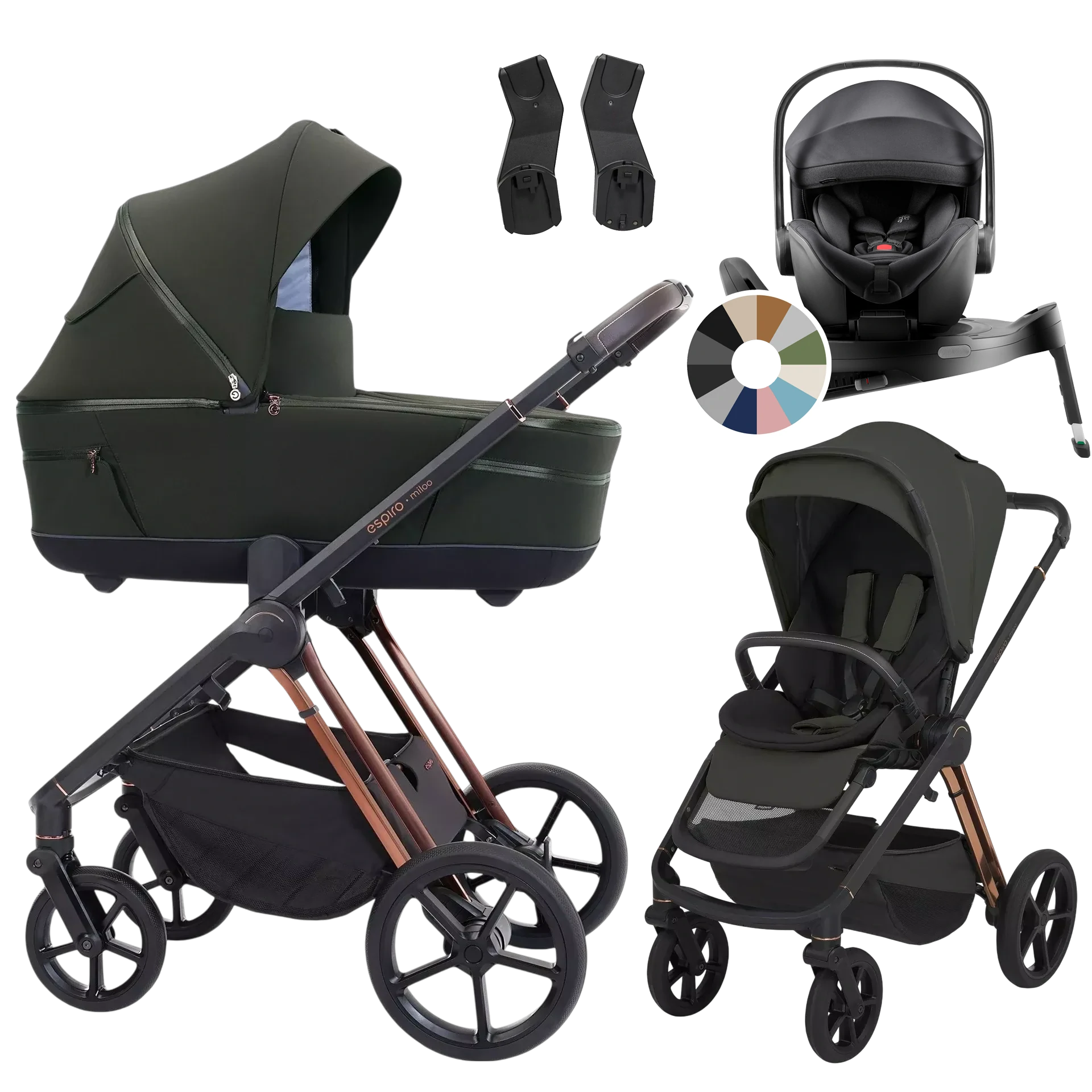 Espiro Miloo + Britax Römer Baby-Safe Pro + baza Vario 5Z +GRATIS - 4w1 | 204 Luxury Green