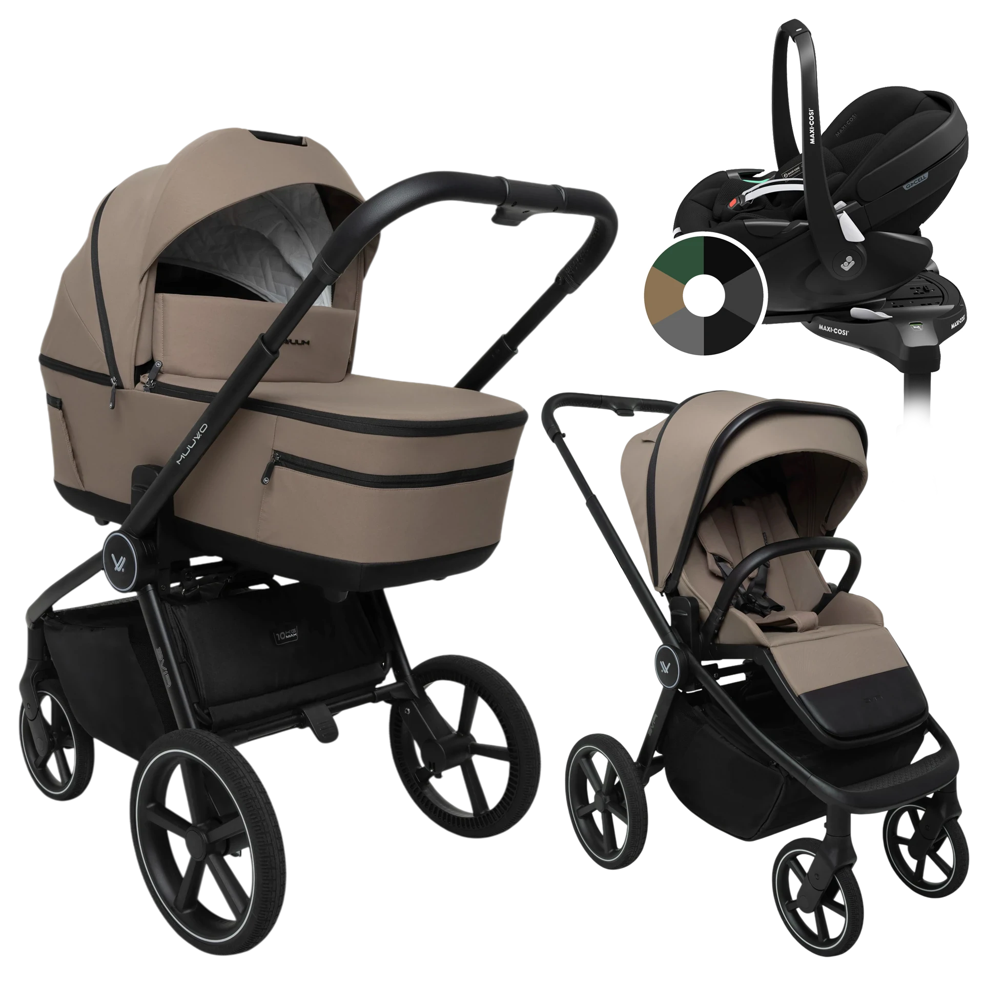 Muuvo Five + Maxi-Cosi Pebble 360 Pro2 + baza +GRATIS - 4w1 | Mokka