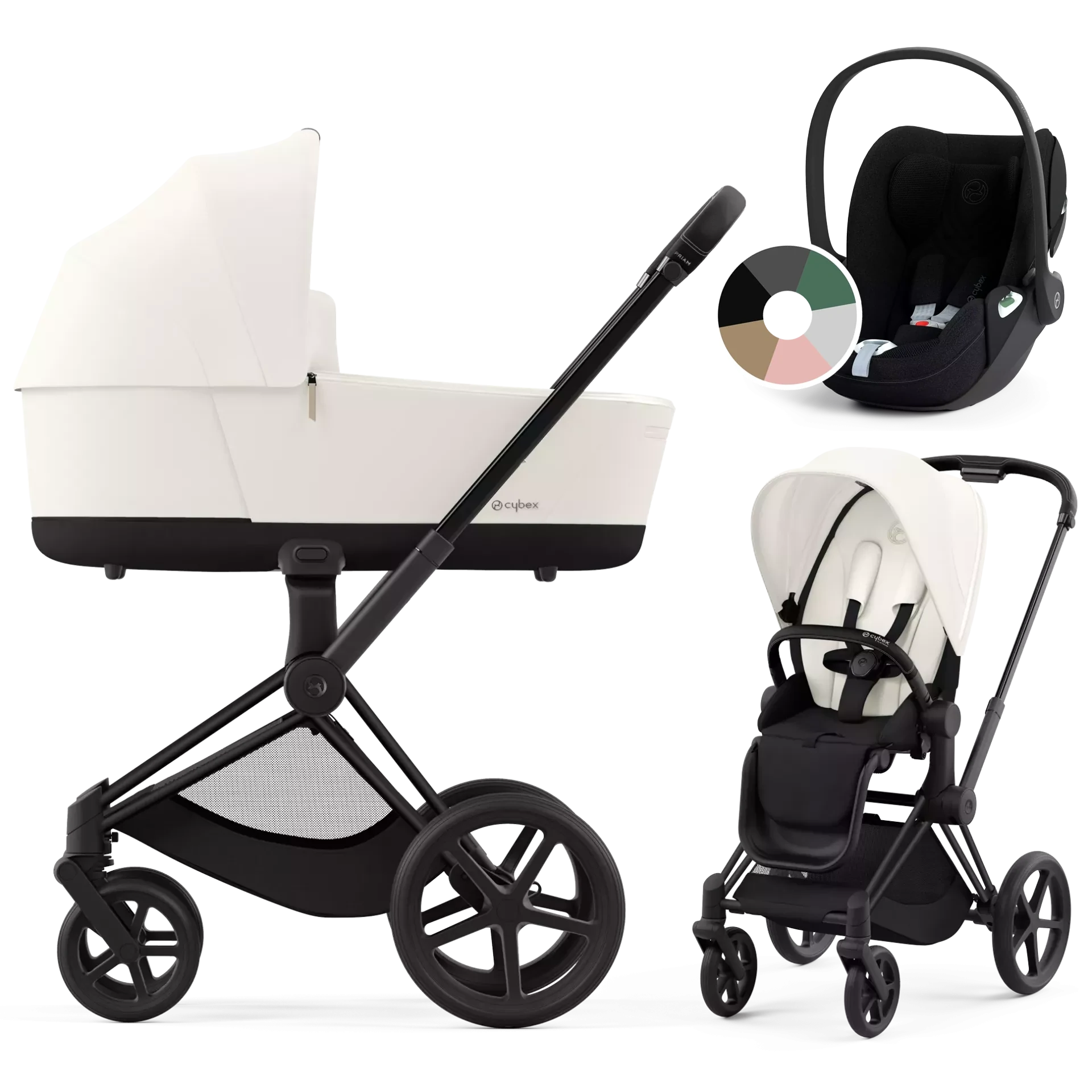 Cybex Priam 4.0 + Cybex Cloud T i-Size - 3w1 | Off White (Matt Black Frame)