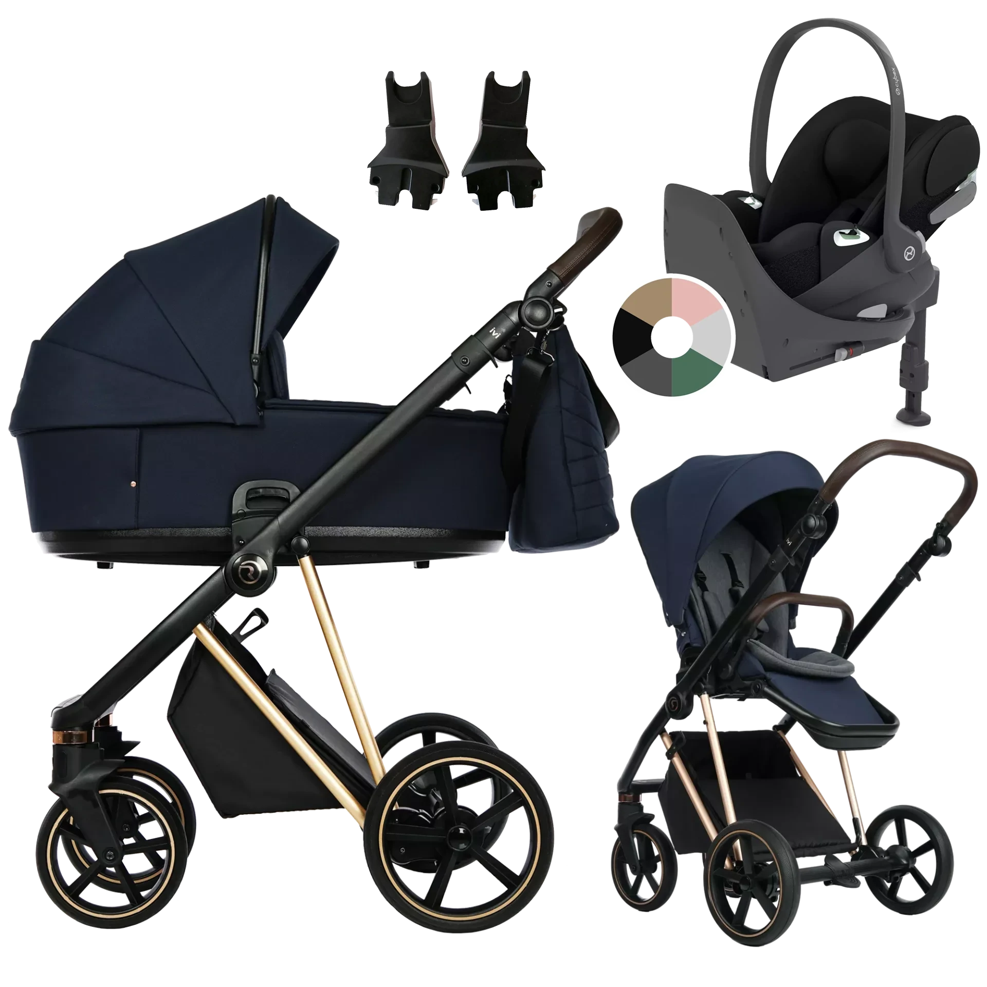 Roan Ivi 2.0 + Cybex Cloud T + baza T +GRATIS - 4w1 | Mystic Blue Rosegold