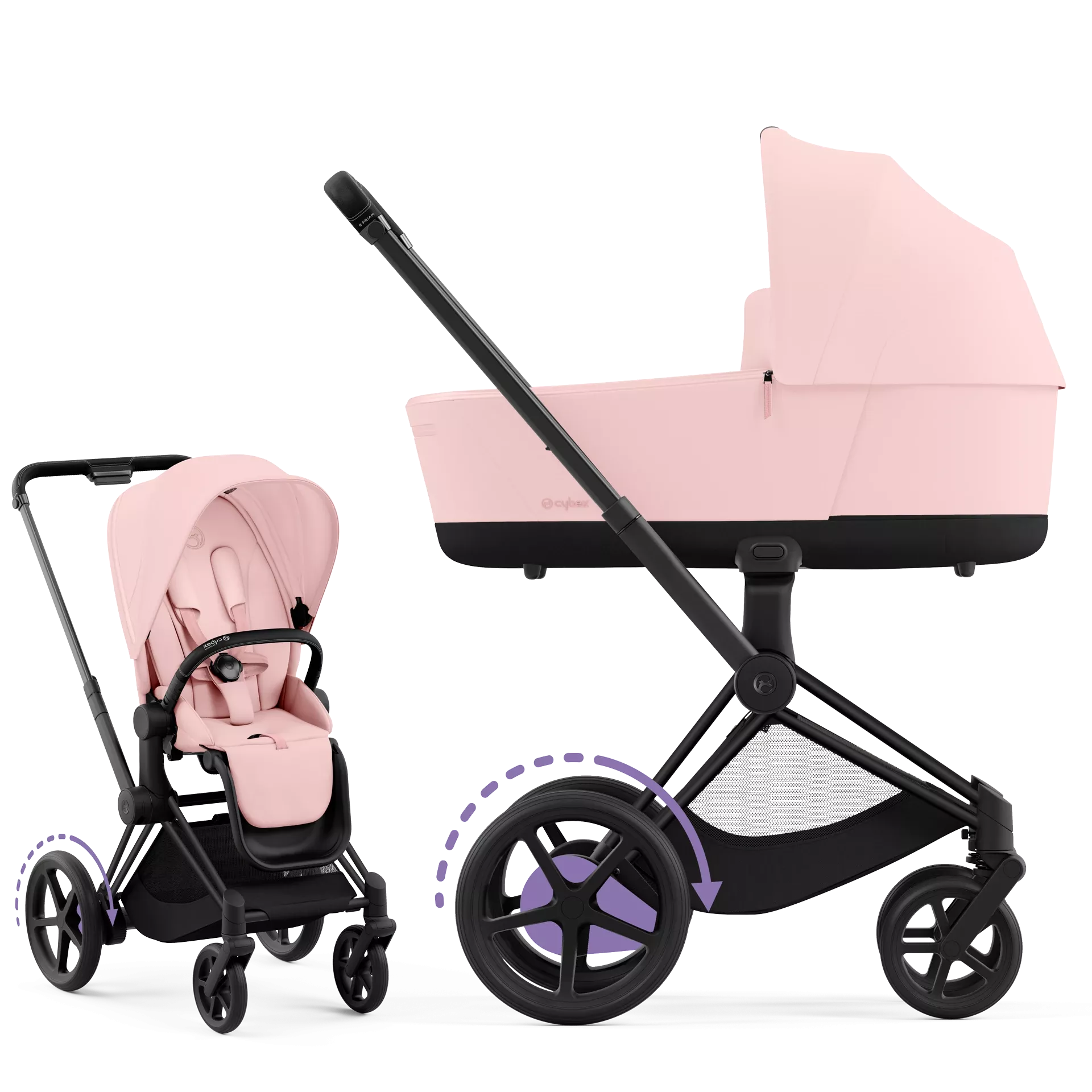 Cybex e-Priam 4.0 - 2w1 | Peach Pink (Matt Black Frame)