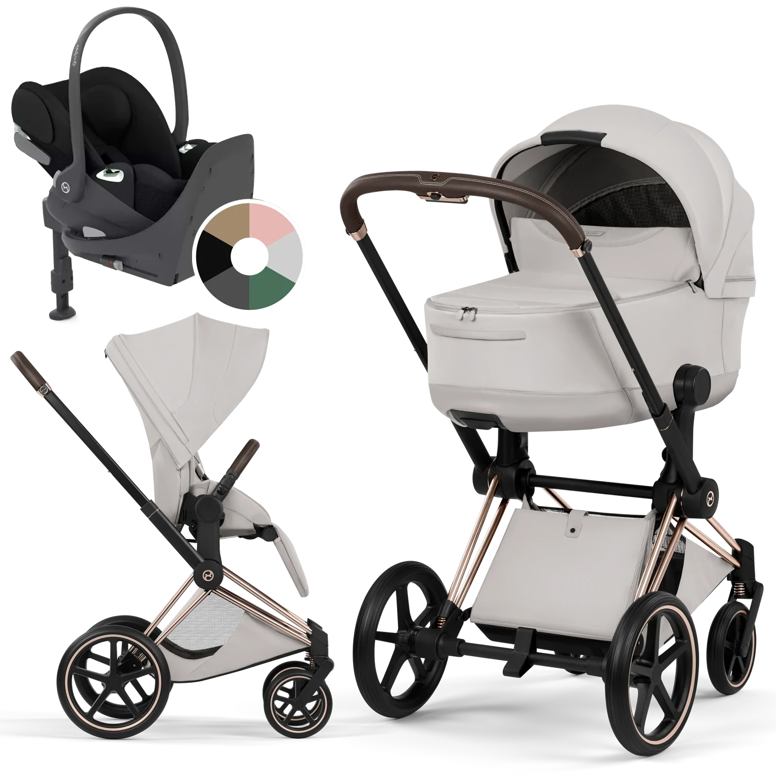 Cybex Priam 5.0 - wózek 4w1 | City Grey - Rosegold (Style)
