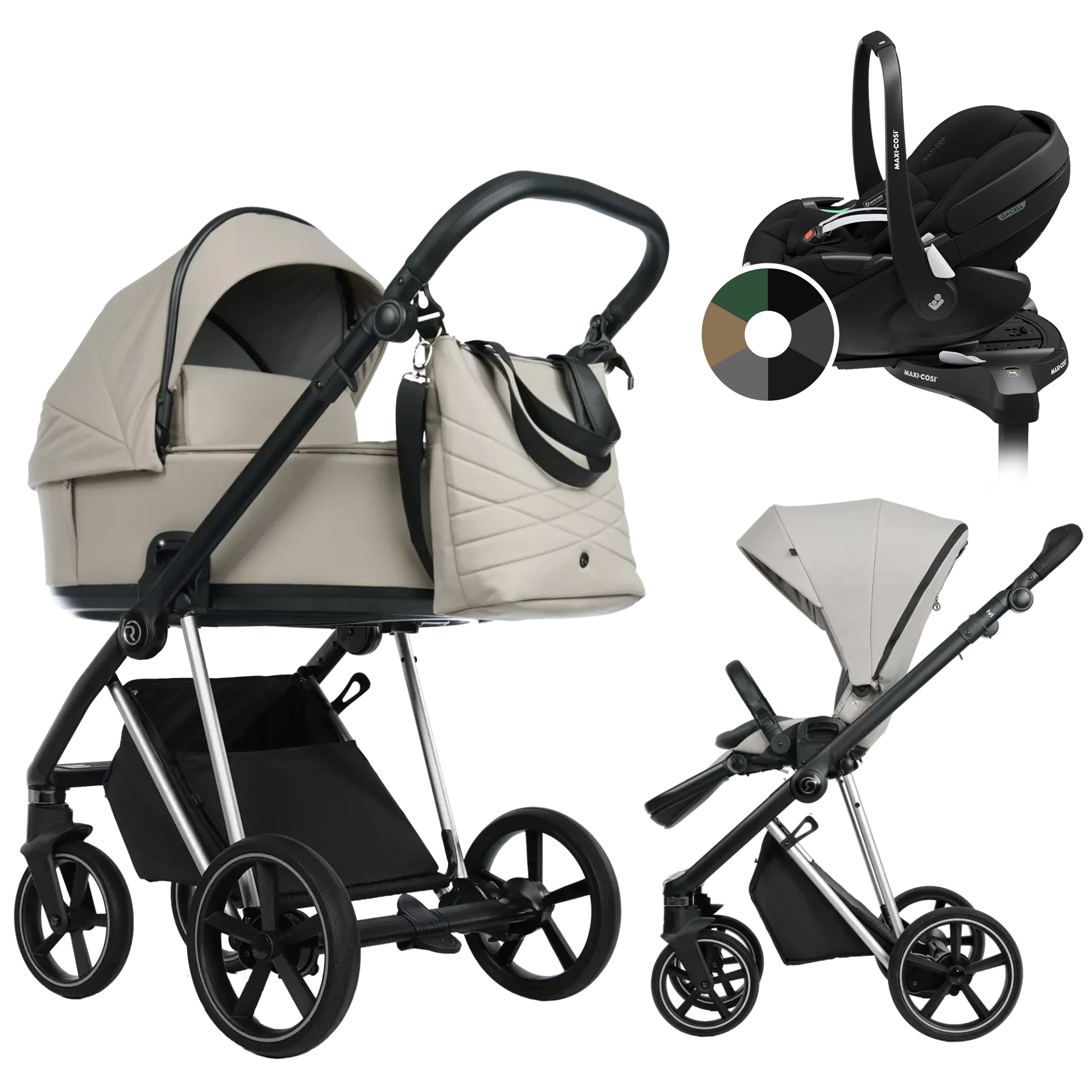 Roan Ivi 2.0 + Maxi-Cosi Pebble 360 Pro2 + baza +GRATIS - 4w1 | Sesame Champagne
