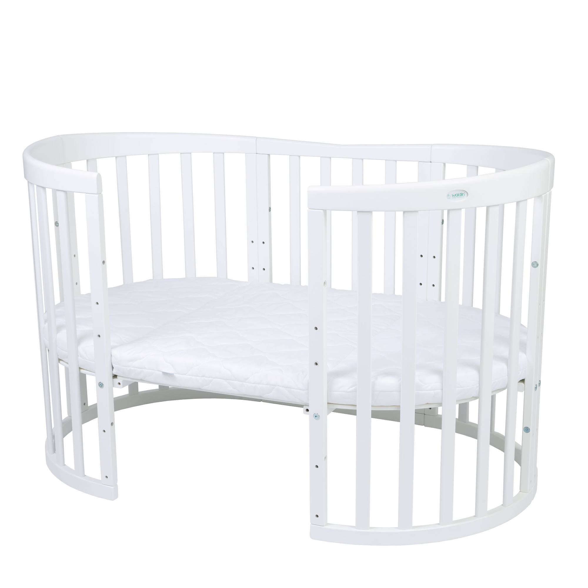 Waldin - owalne łóżeczko 7w1 | White Waldin - owalne łóżeczko 7w1 | White