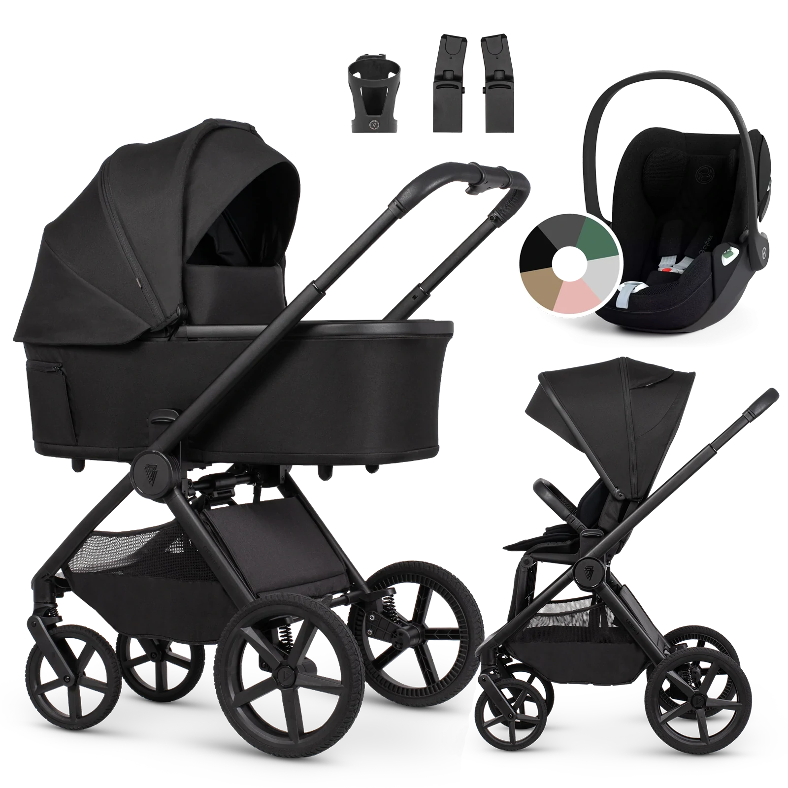 Venicci Upline 3 + Cybex Cloud T i-Size + AKCESORIA - 3w1 | Onyx