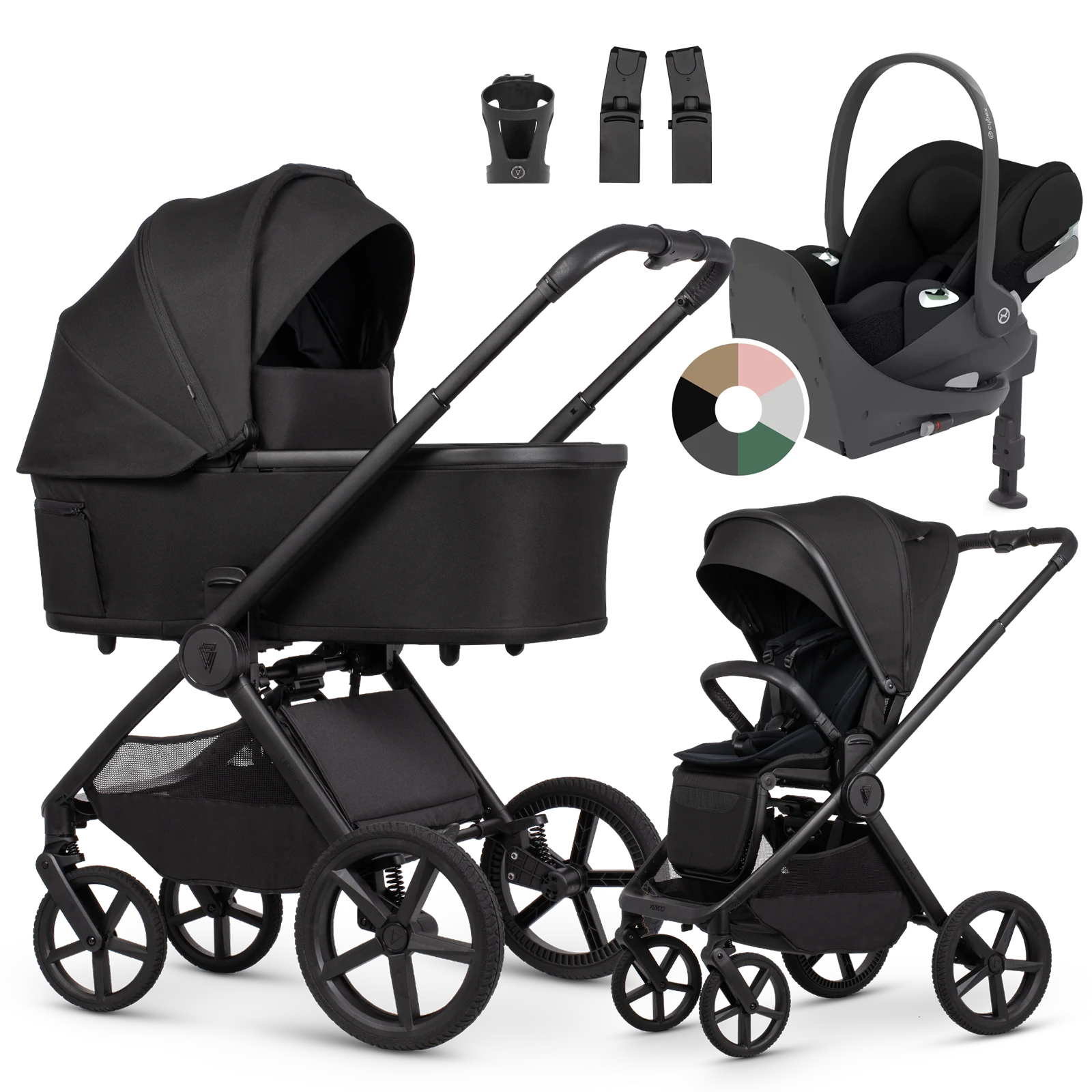 Venicci Upline 3 + Cybex Cloud T + baza T + AKCESORIA - 4w1 | Onyx