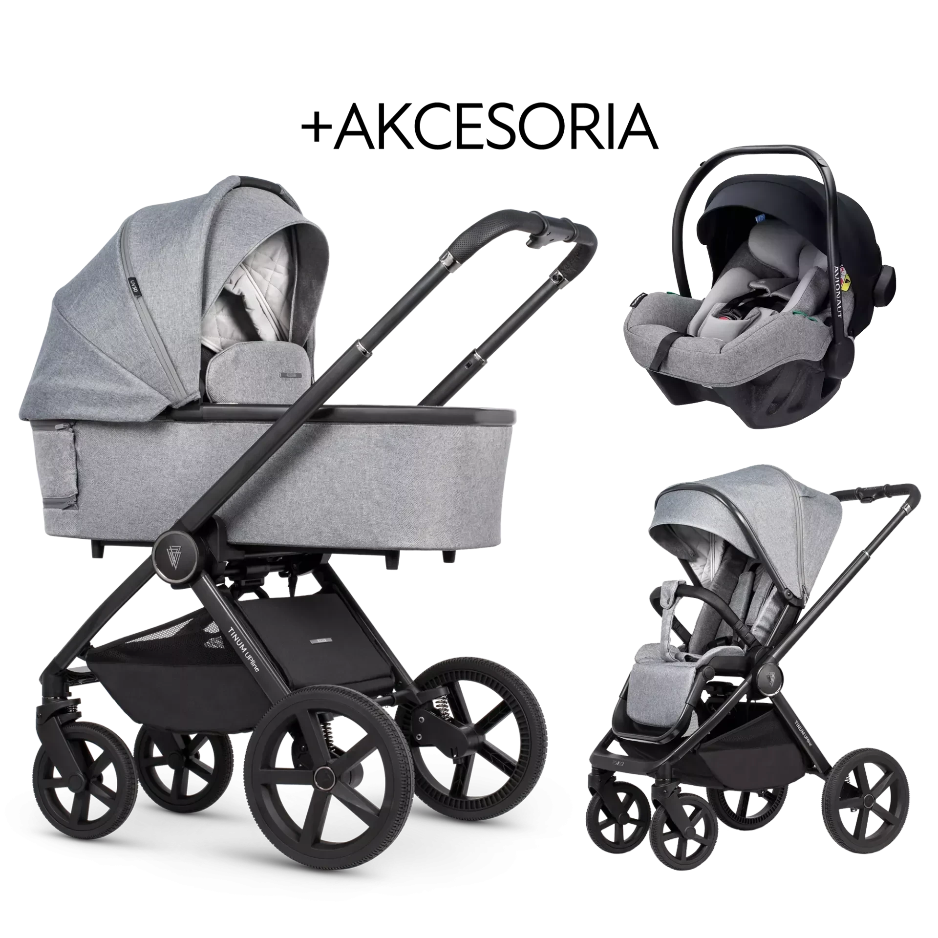 Venicci Tinum Upline + Avionaut Pixel Pro 2.0 C + AKCESORIA - 3w1 | Classic Grey | Grey Pro.01 Venicci Tinum Upline + Avionaut Pixel Pro 2.0 C + AKCESORIA - 3w1 | Classic Grey | Grey Pro.01