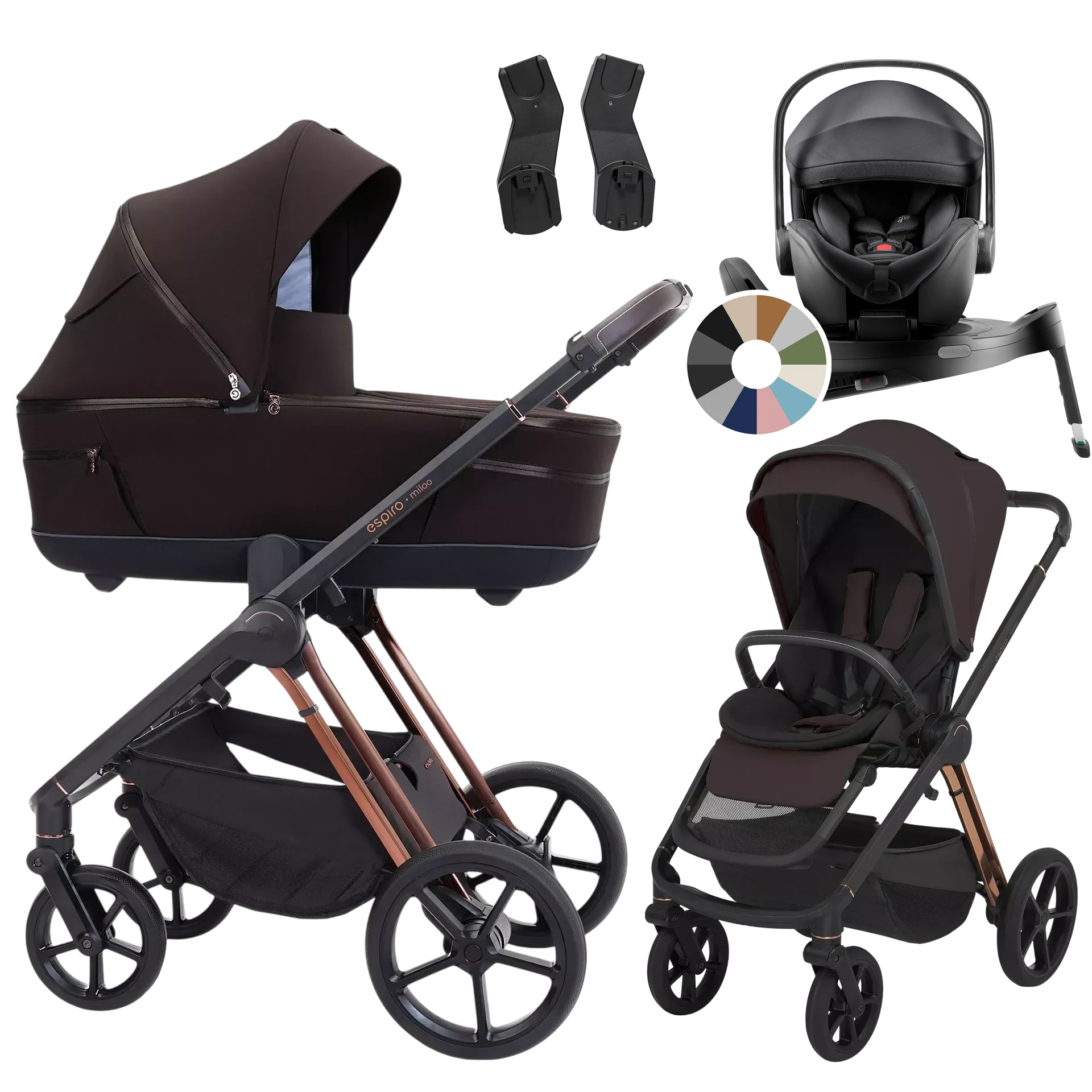 Espiro Miloo + Britax Römer Baby-Safe Pro + baza Vario 5Z +GRATIS - 4w1 | 208 Excellent Chocolate