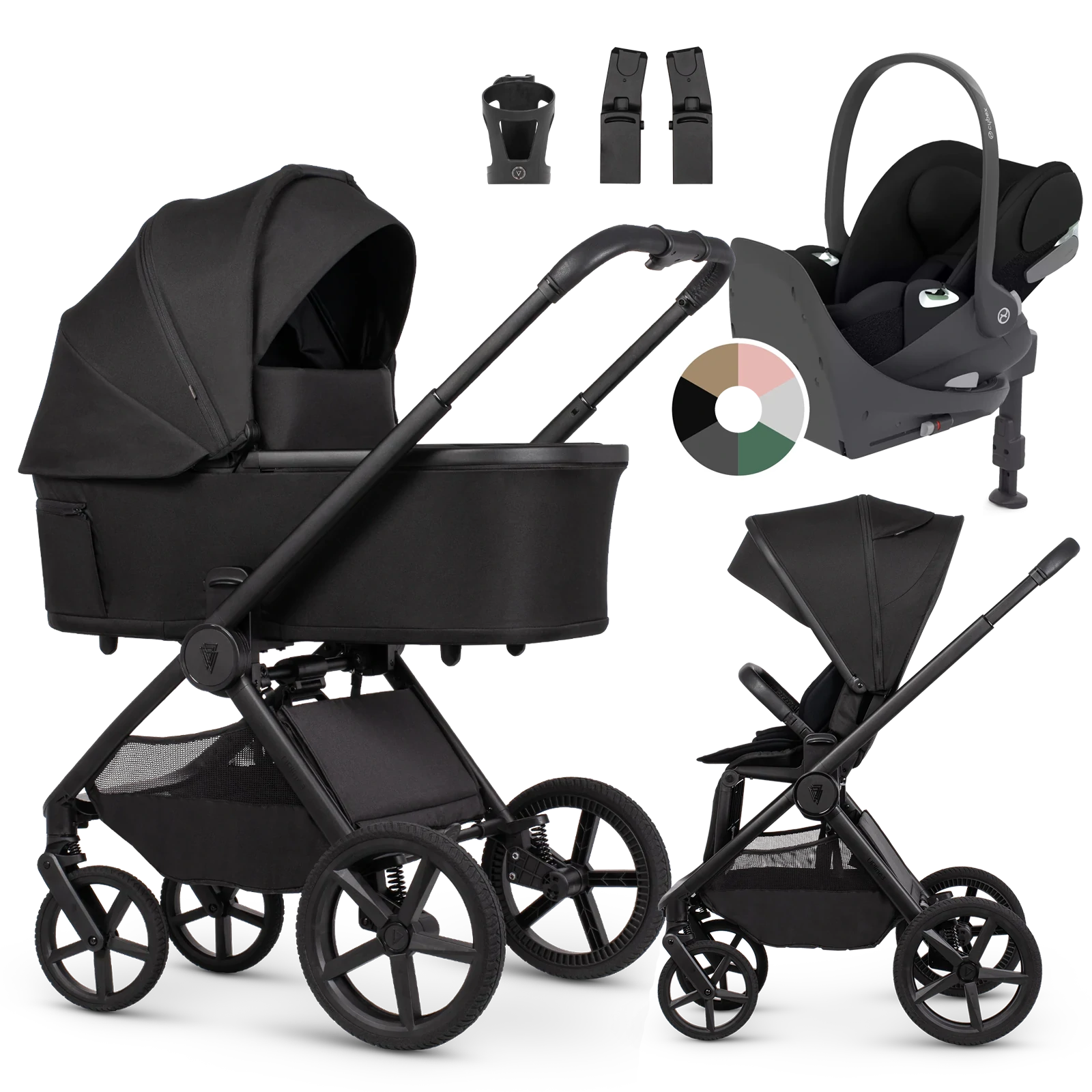 Venicci Upline 3 + Cybex Cloud T + baza T + AKCESORIA - 4w1 | Onyx