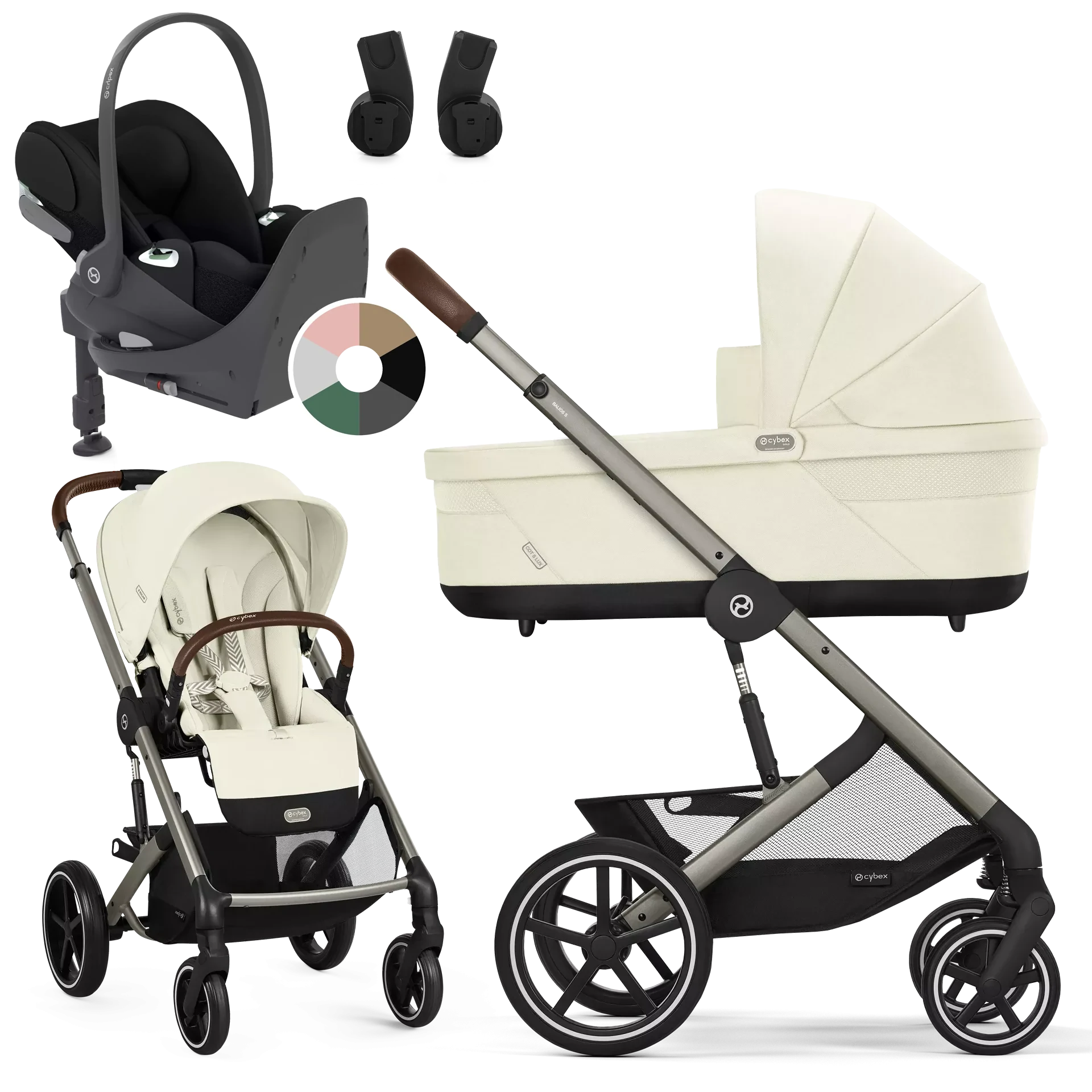 Cybex Balios S Lux + Cybex Cloud T i-Size + baza T - 4w1 | Seashell Beige Cybex Balios S Lux + Cybex Cloud T i-Size + baza T - 4w1 | Seashell Beige