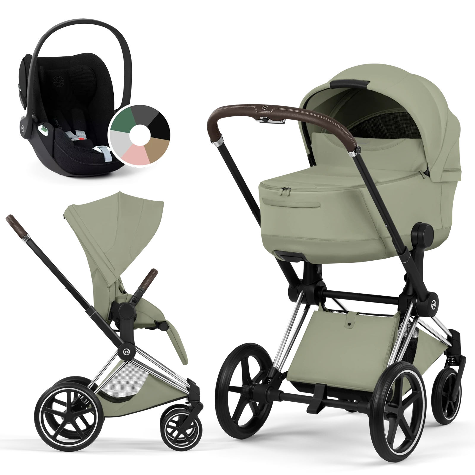 Cybex Priam 5.0 - wózek 3w1 | Sage Green - Chrome (Style)