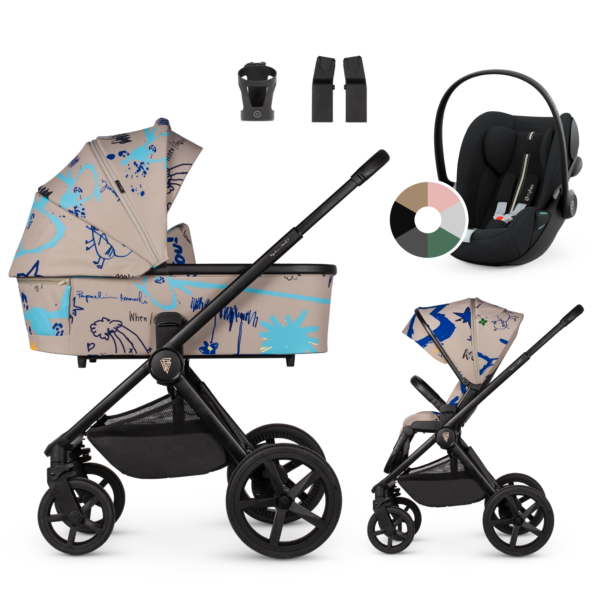 Venicci Upline 2 + Cybex Cloud G i-Size +AKCESORIA - 3w1 | Beige