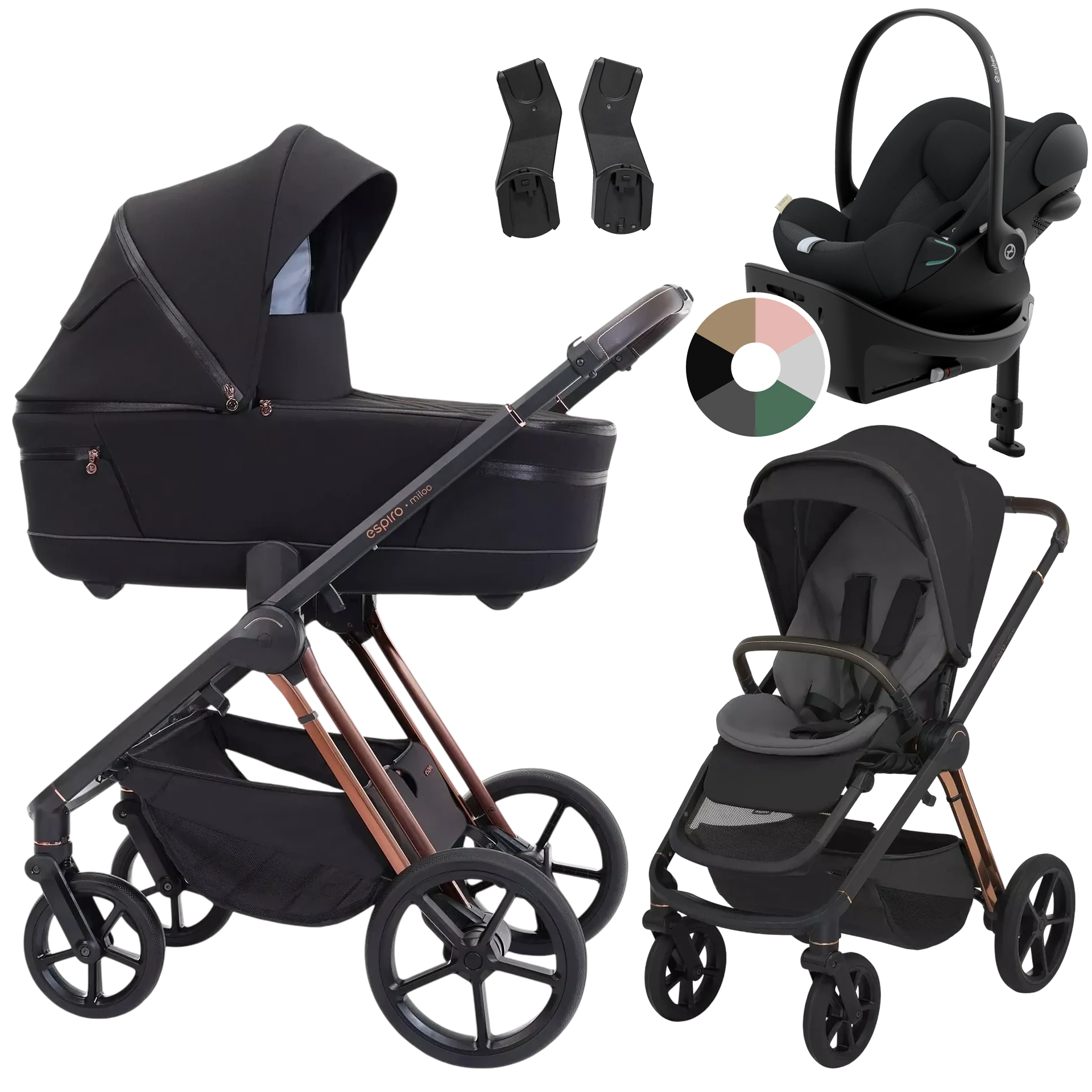 Espiro Miloo + Cybex Cloud G + baza G +GRATIS - 4w1 | 210 Diamond Black