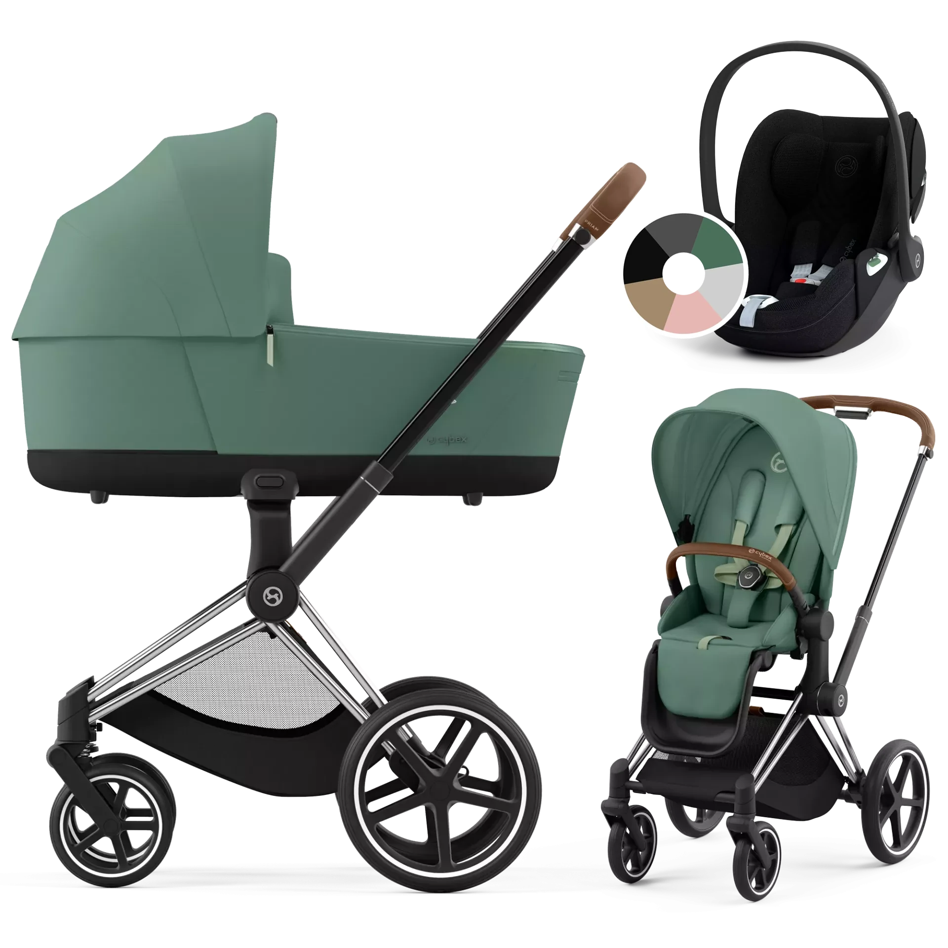 Cybex Priam 4.0 + Cybex Cloud T i-Size - 3w1 | Leaf Green (Chrome Brown Frame)