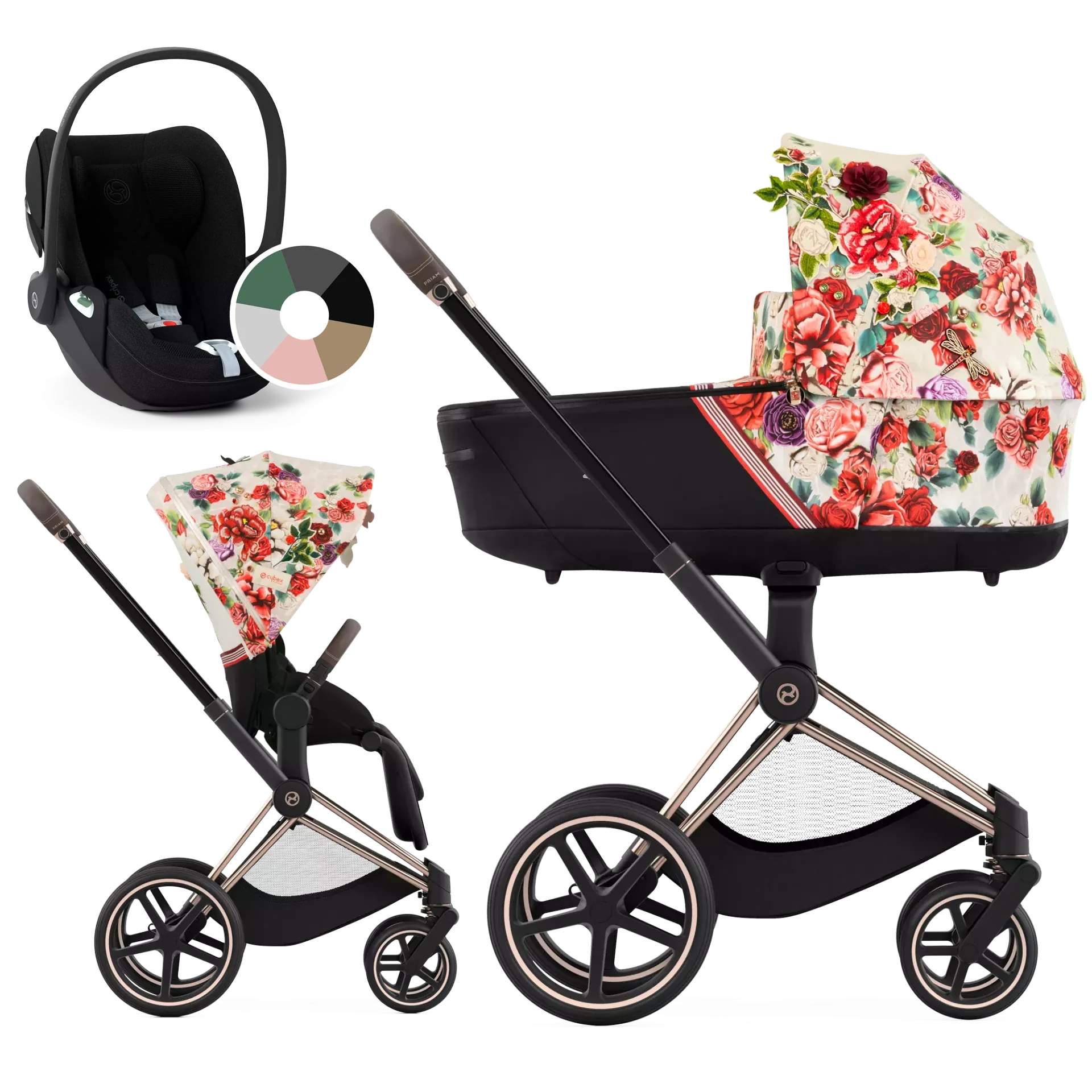Cybex Priam 4.0 + Cybex Cloud T i-Size - 3w1 | Spring Blossom Light - Fashion Collection