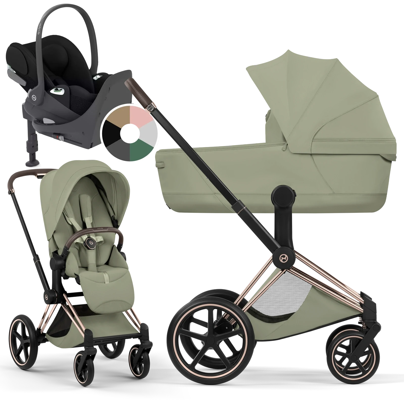 Cybex Priam 5.0 - wózek 4w1 | Sage Green - Rosegold (Style)