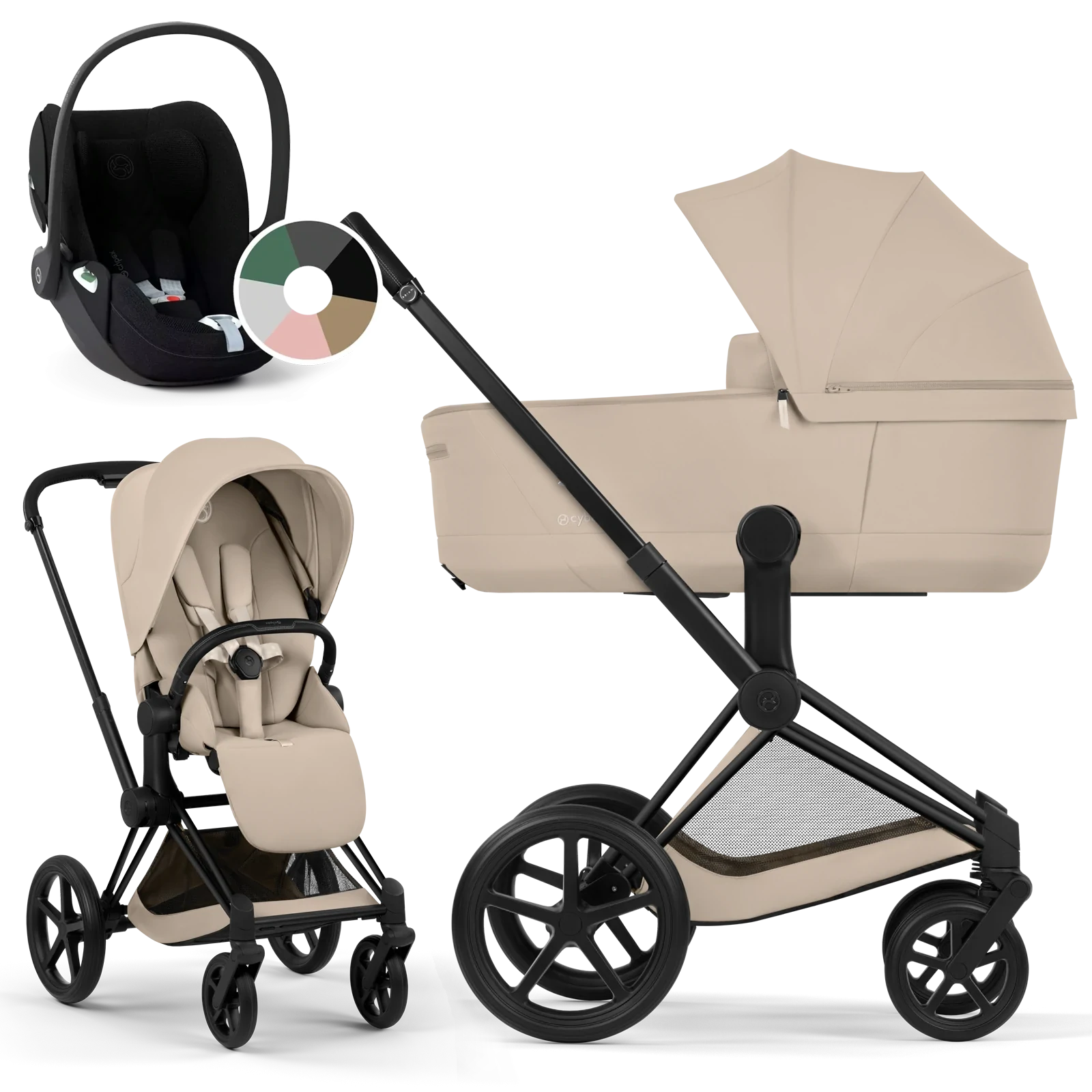 Cybex Priam 5.0 - wózek 3w1 | Cozy Beige - Matt Black (Comfort)