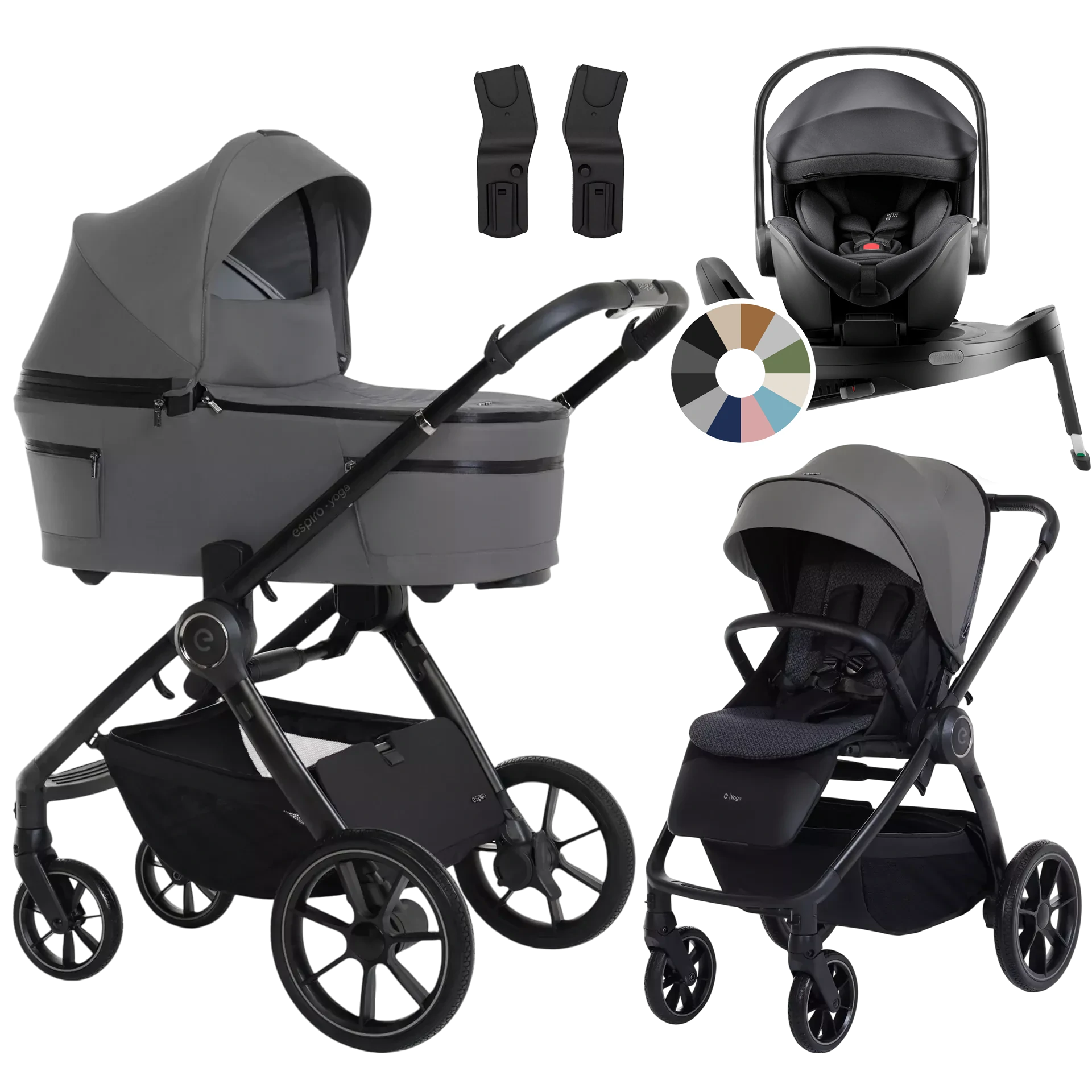 Espiro Yoga 2025 + Britax Römer Baby-Safe Pro + baza Vario 5Z +GRATIS - 4w1 | 117 Gray Zen