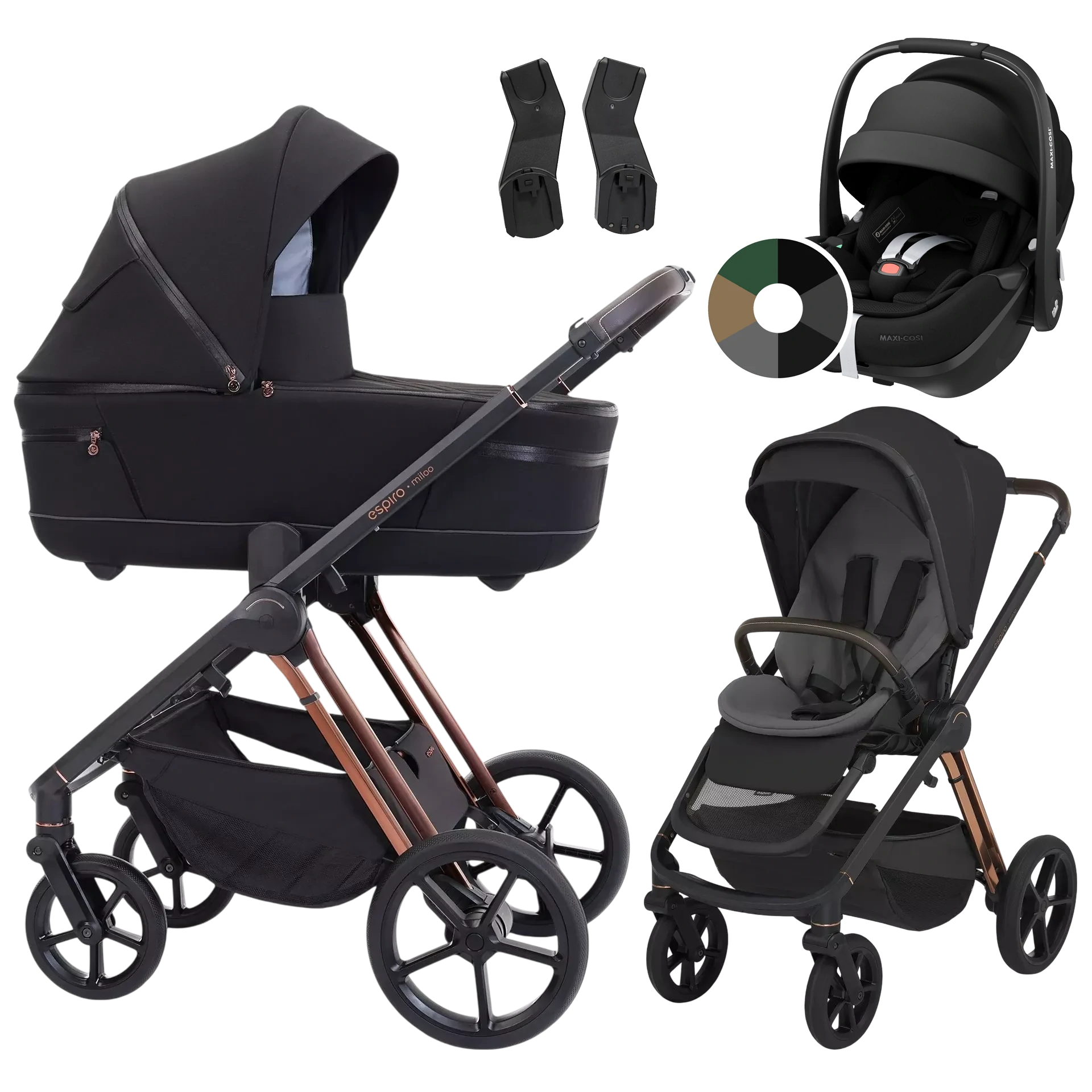 Espiro Miloo + Maxi-Cosi Pebble 360 Pro2 +GRATIS - 3w1 | 210 Diamond Black