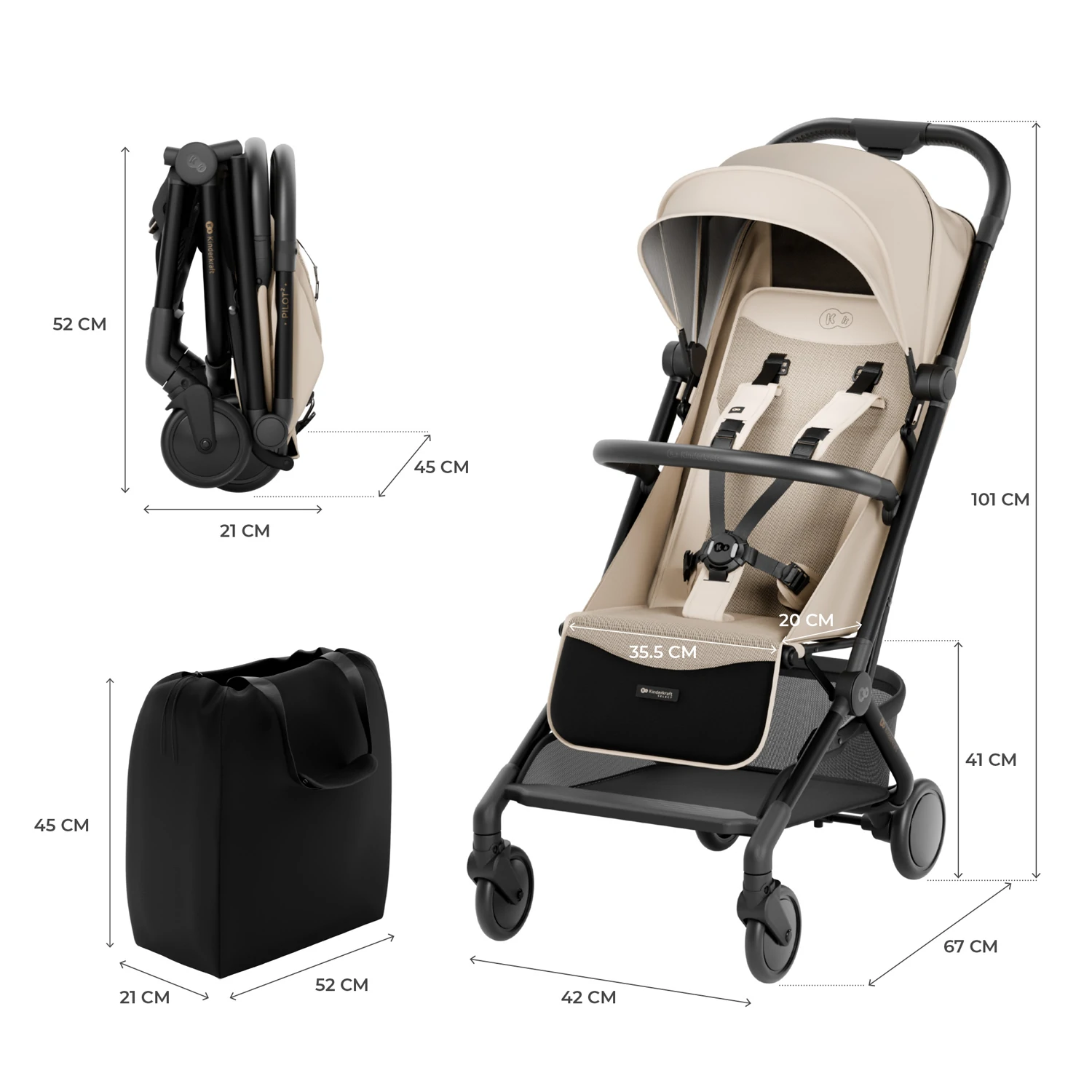 Kinderkraft Pilot 2 | Soft Beige Kinderkraft Pilot 2 | Soft Beige