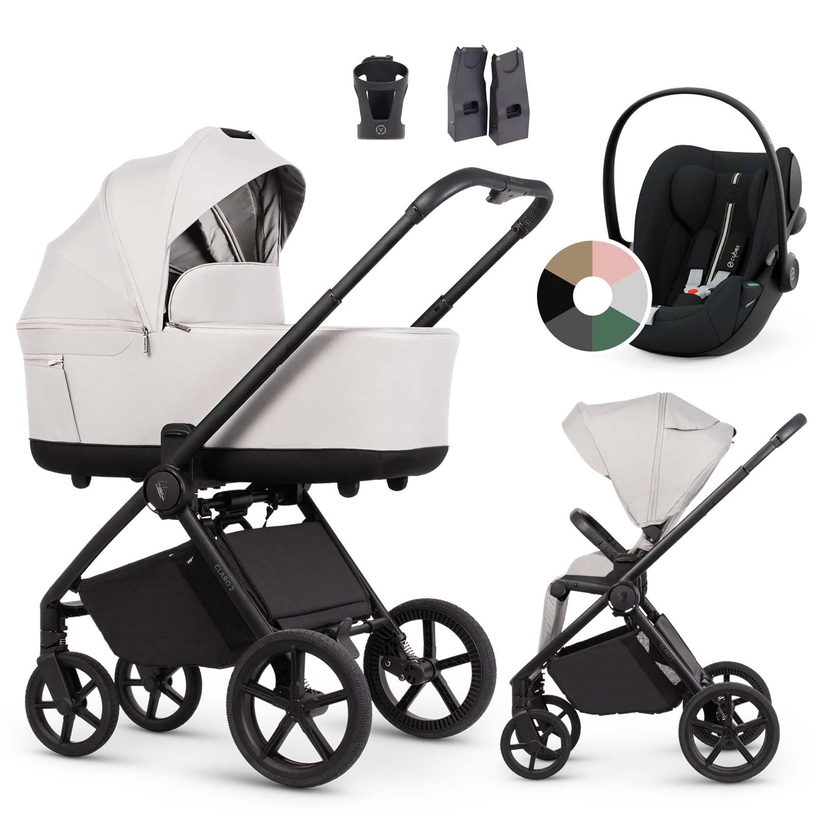 Venicci Claro 2 + Cybex Cloud G3 i-Size + AKCESORIA - 3w1 | Vanilla