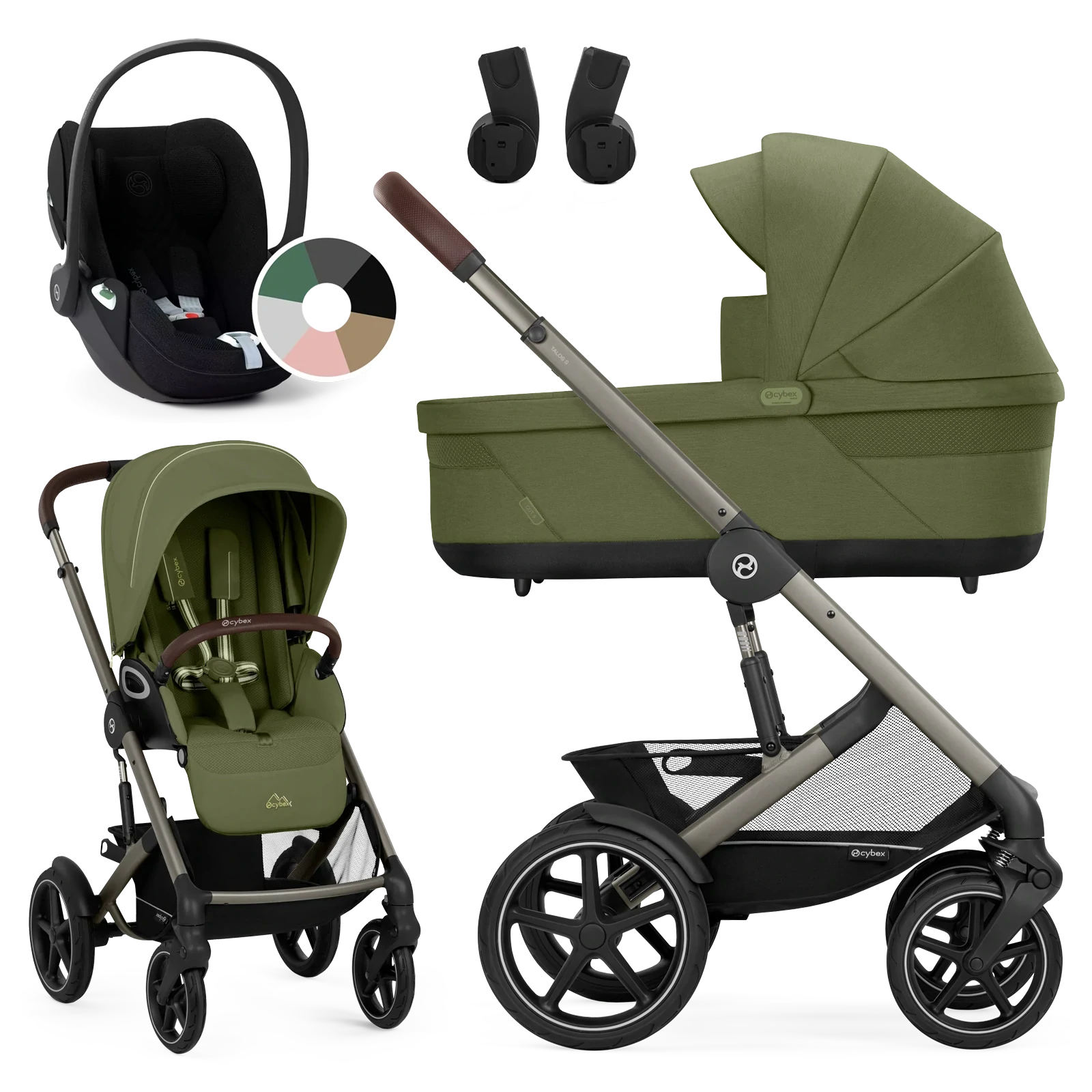 Cybex Talos S Lux + Cybex Cloud T i-Size - wózek 3w1 | Moss Green