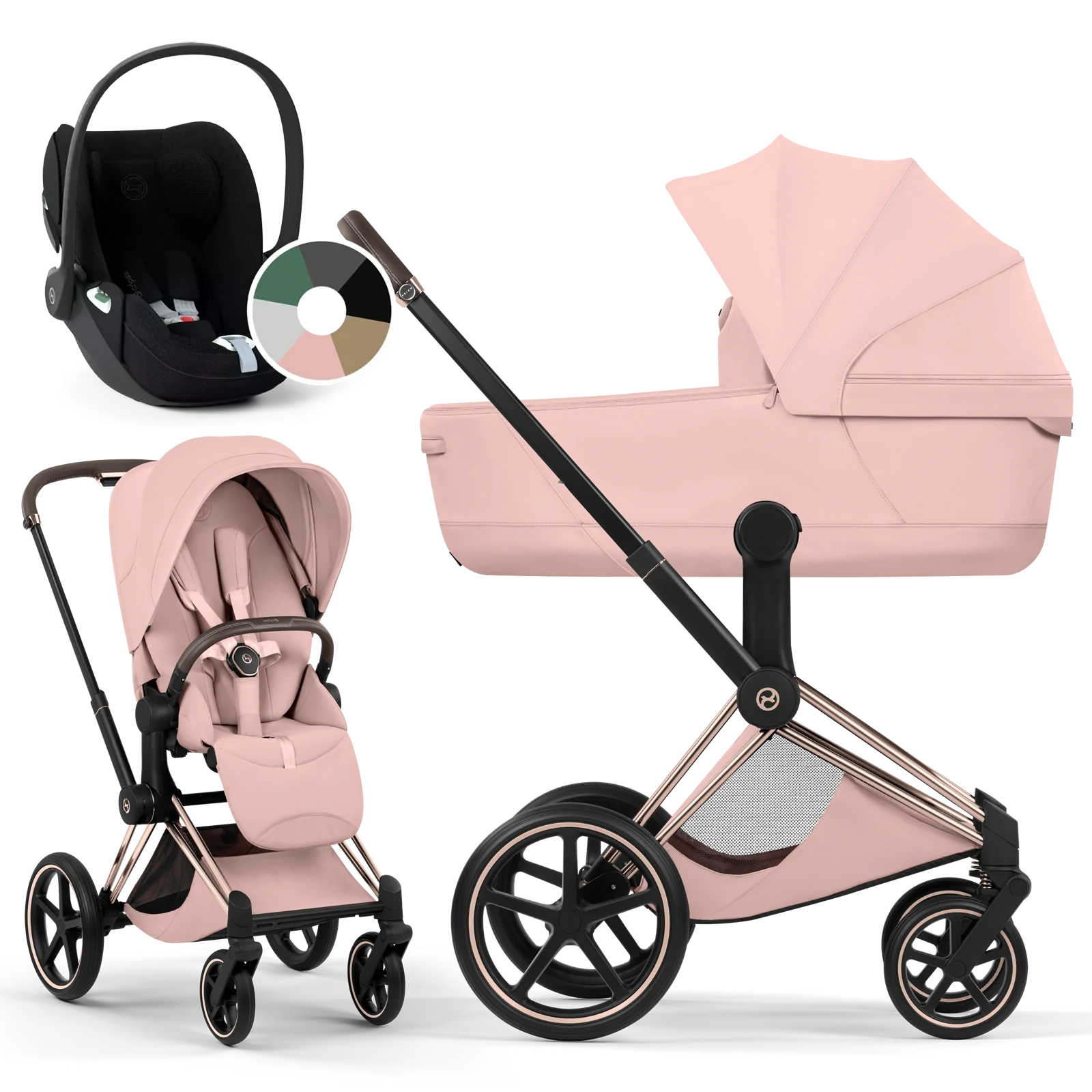 Cybex Priam 5.0 - wózek 3w1 | Peach Pink - Rosegold (Style)
