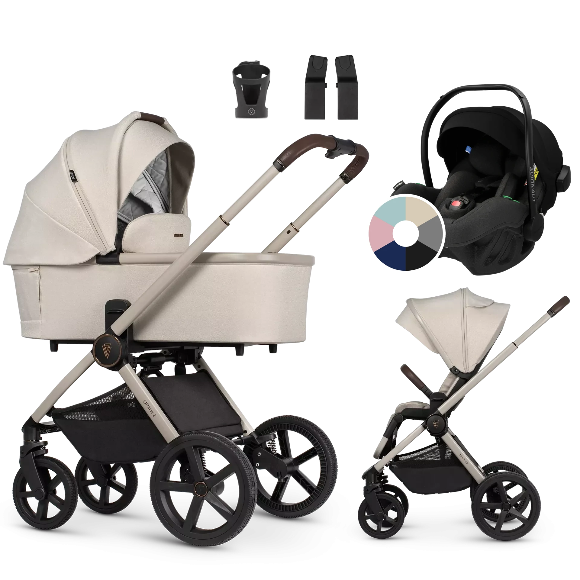 Venicci Upline 2 + Avionaut Pixel Pro 2.0 C +AKCESORIA - 3w1 | Stone Beige