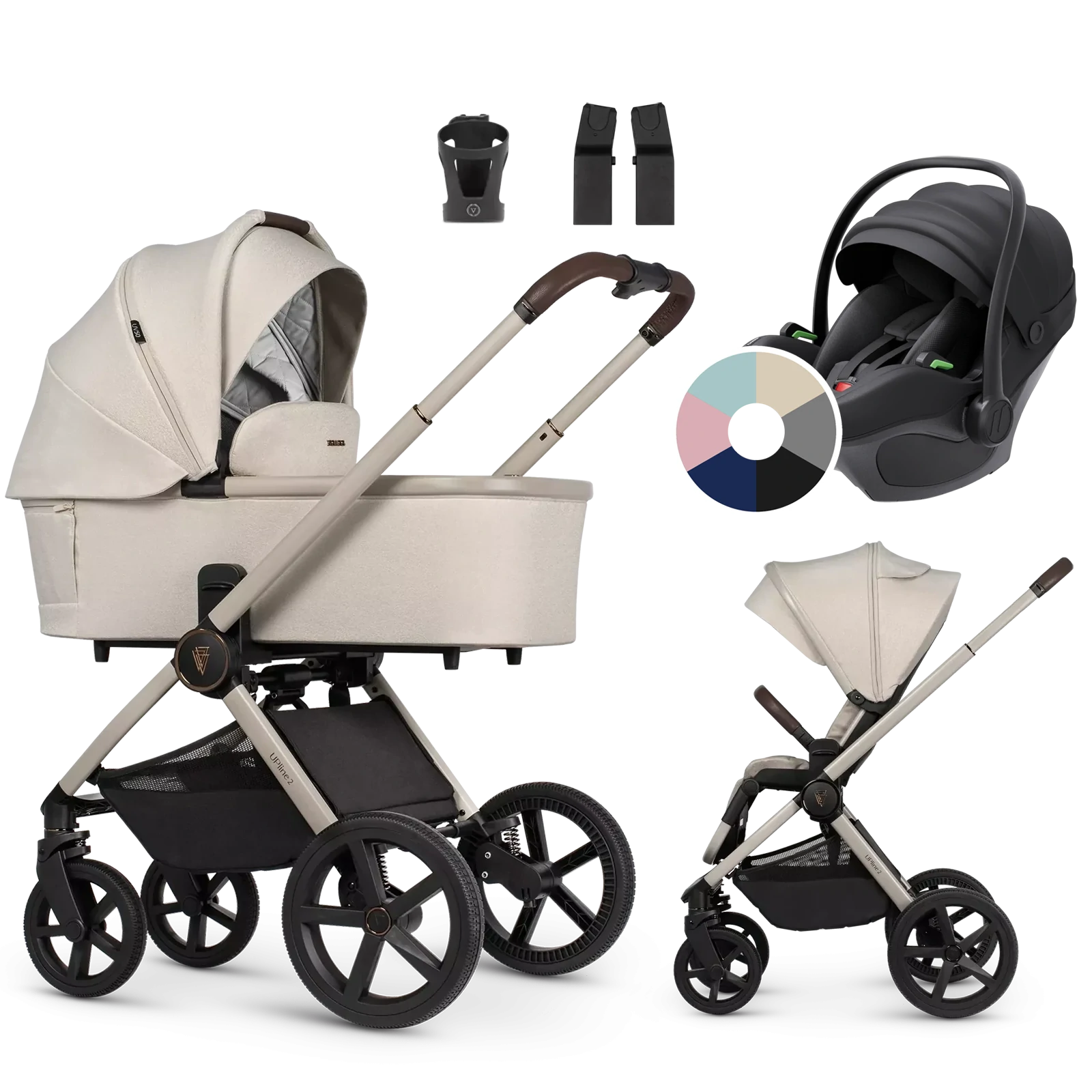 Venicci Upline 2 + Avionaut Pixel 3 + AKCESORIA - 3w1 | Stone Beige