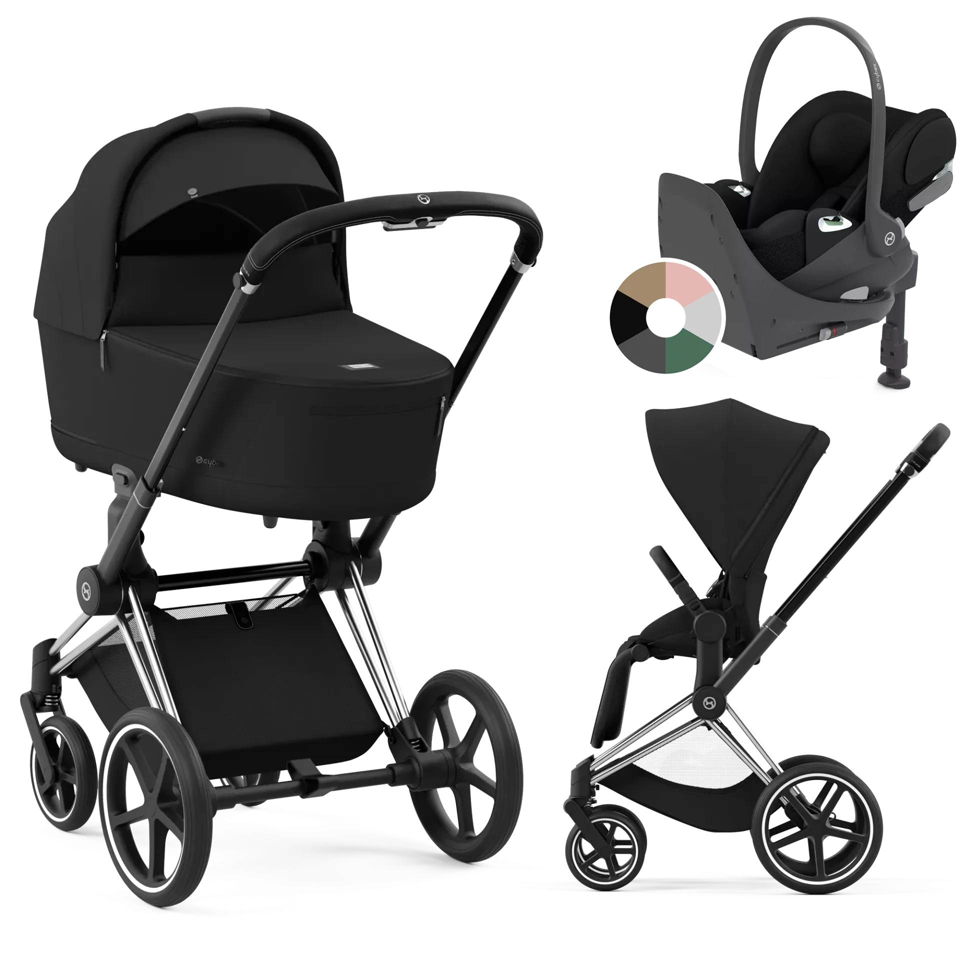 Cybex Priam 4.0 + Cybex Cloud T i-Size + baza T - 4w1 | Sepia Black (Chrome Black Frame)