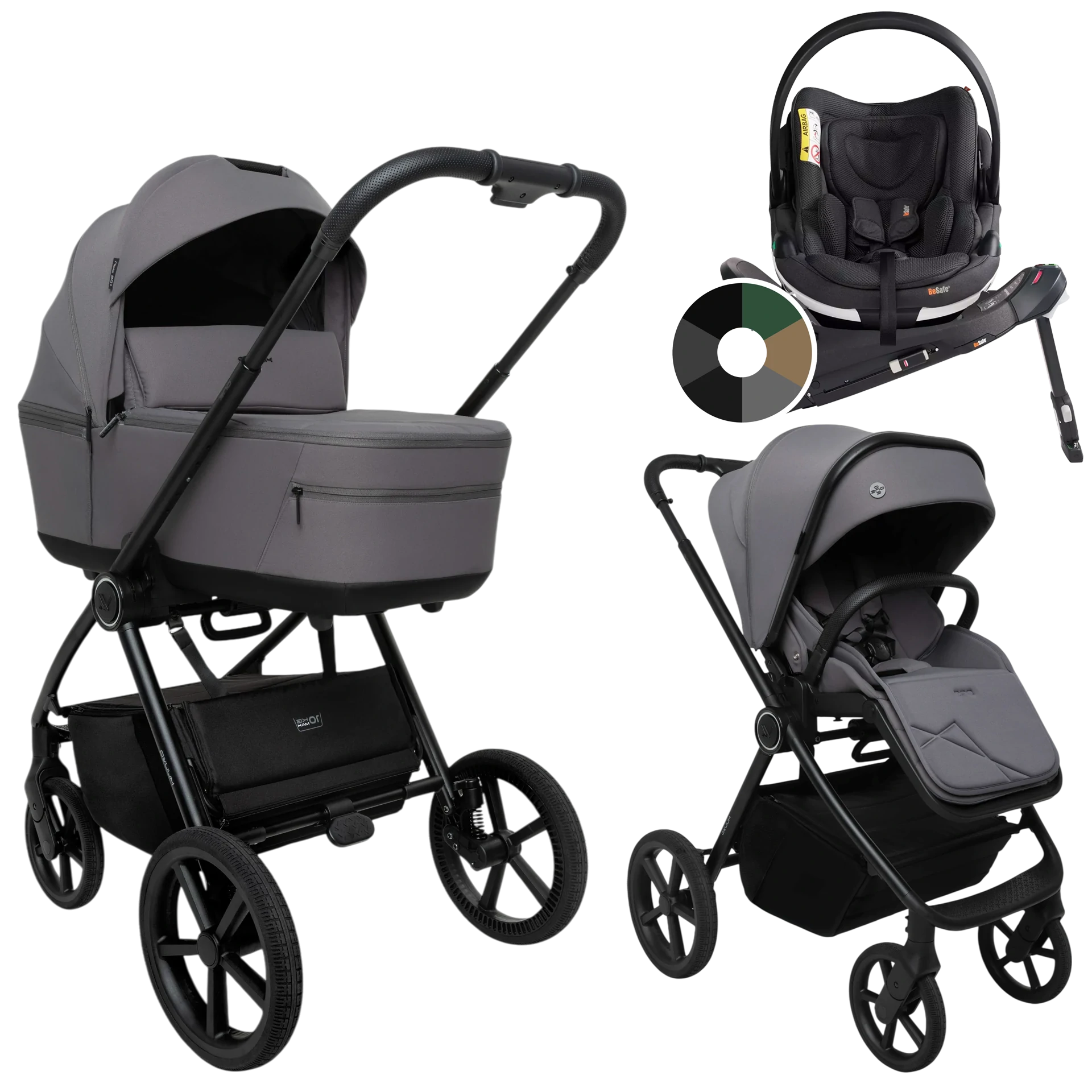 Muuvo One + BeSafe Go Beyond + baza Beyond +GRATIS - 4w1 | Gris