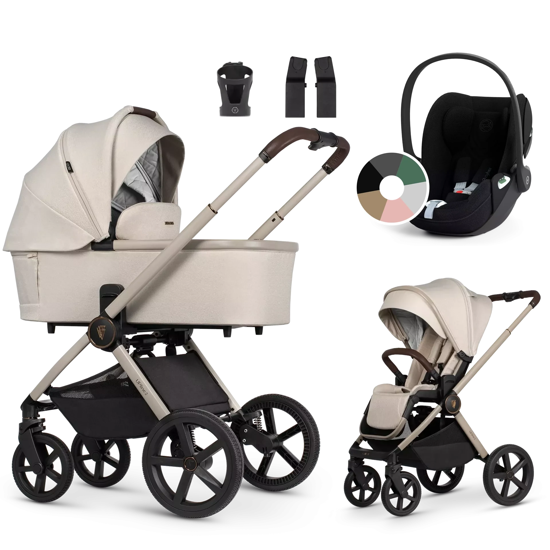 Venicci Upline 2 + Cybex Cloud T i-Size - wózek 3w1 | Stone Beige