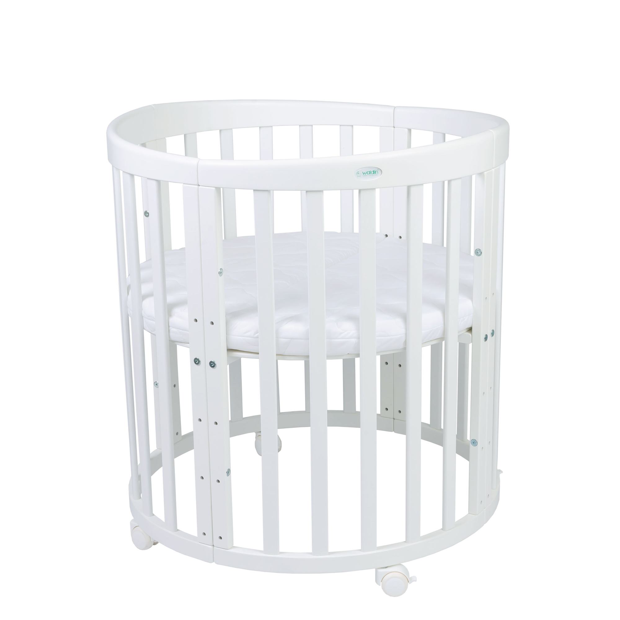Waldin - owalne łóżeczko 7w1 | White Waldin - owalne łóżeczko 7w1 | White