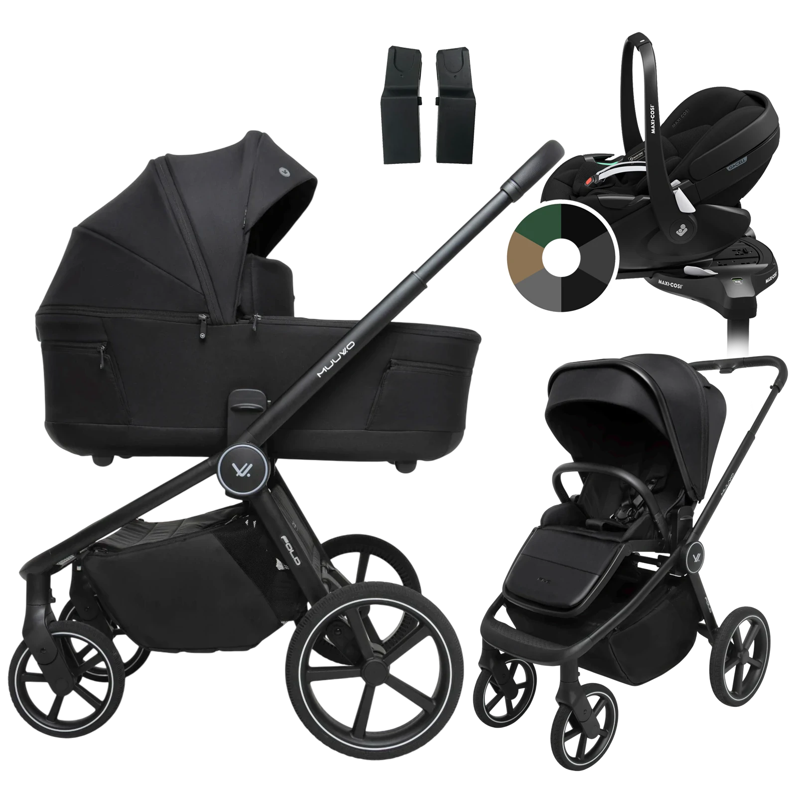 Muuvo Fold + Maxi-Cosi Pebble 360 Pro2 + baza + GRATIS - 4w1 | Classic Black