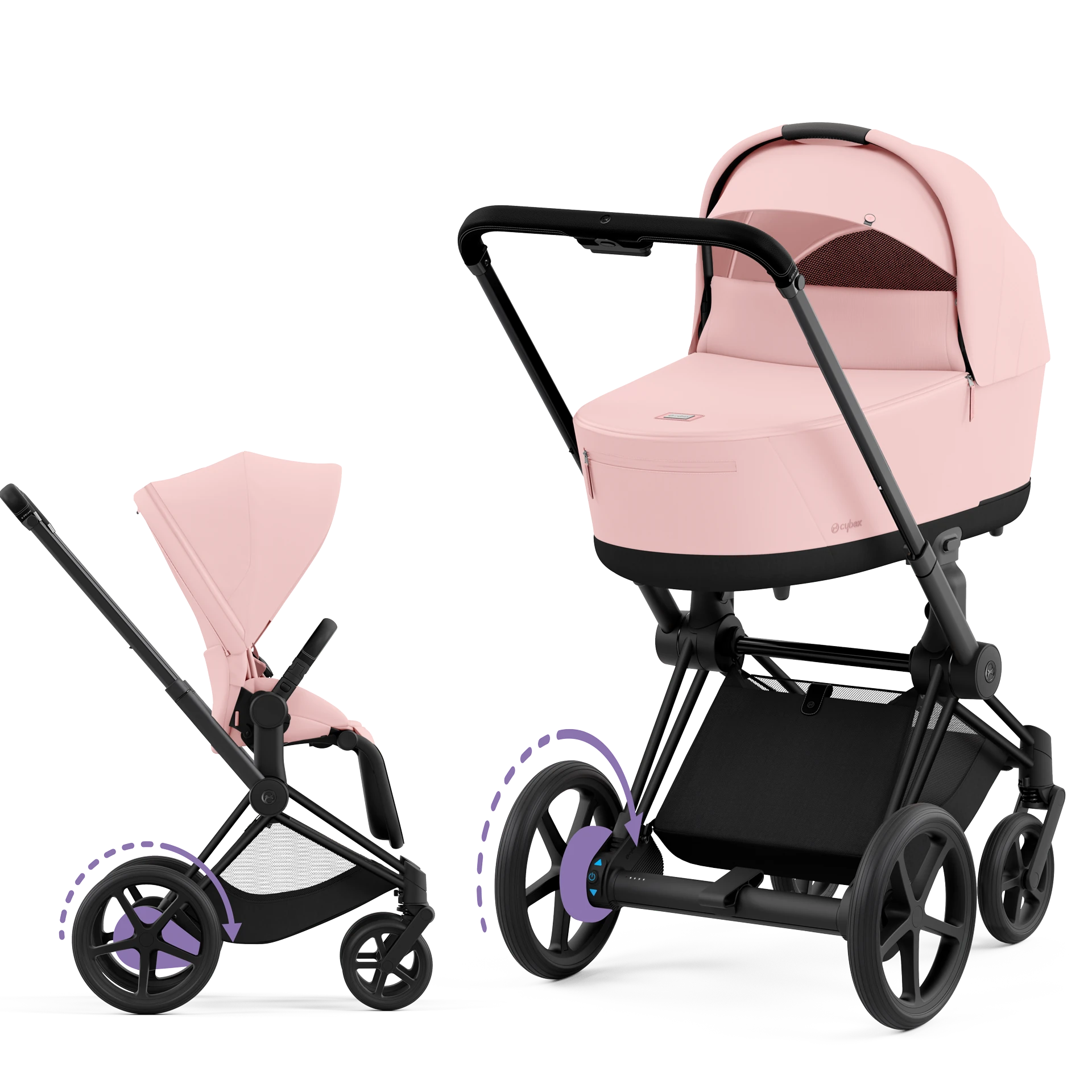 Cybex e-Priam 4.0 - 2w1 | Peach Pink (Matt Black Frame)
