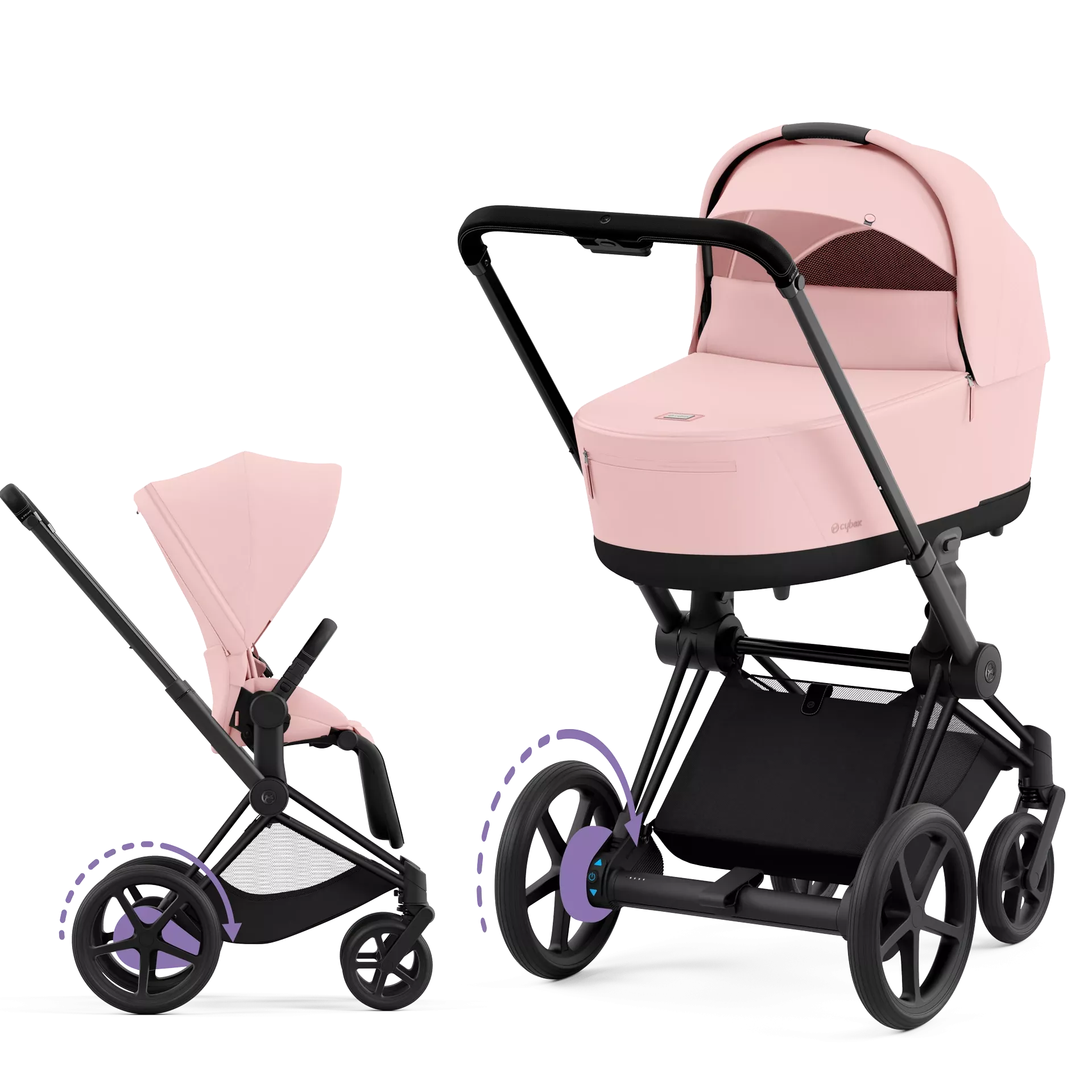 Cybex e-Priam 4.0 - 2w1 | Peach Pink (Matt Black Frame)
