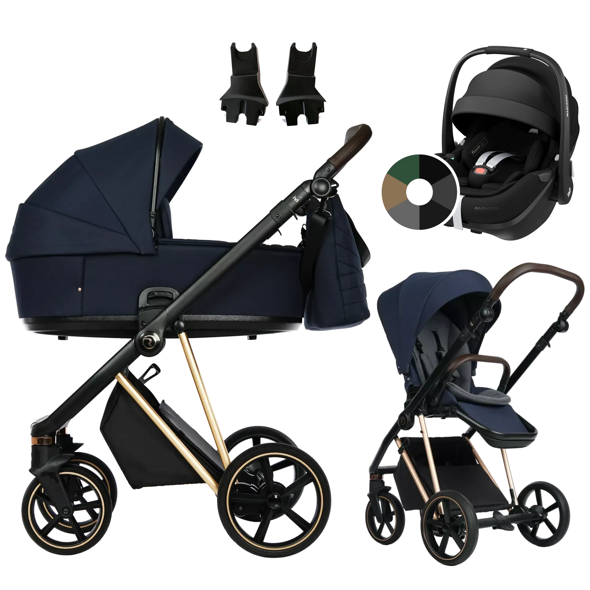 Roan Ivi 2.0 + Maxi-Cosi Pebble 360 Pro2 +GRATIS - 3w1 | Mystic Blue Rosegold