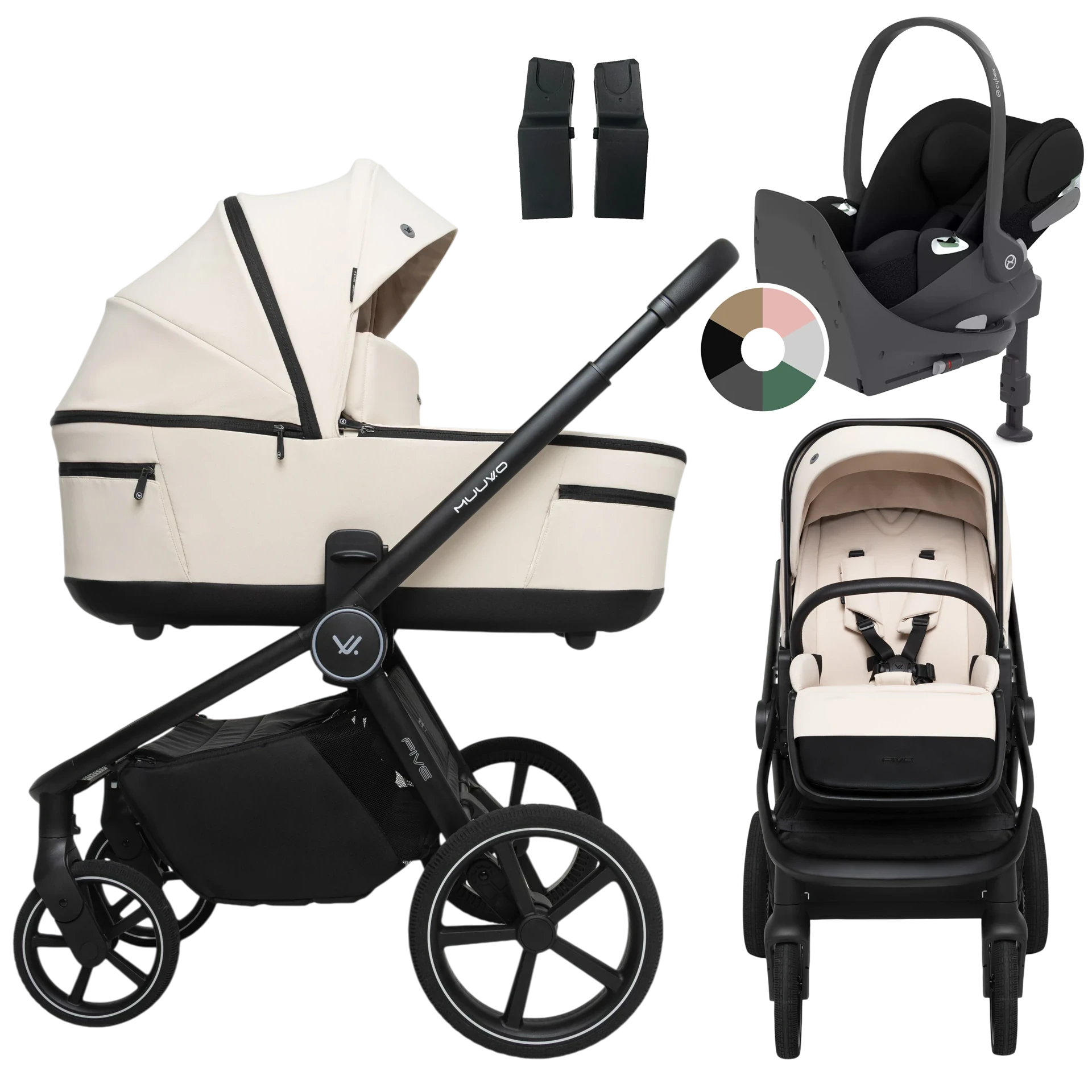 Muuvo Five + Cybex Cloud T + baza T +GRATIS - 4w1 | Desert Sand