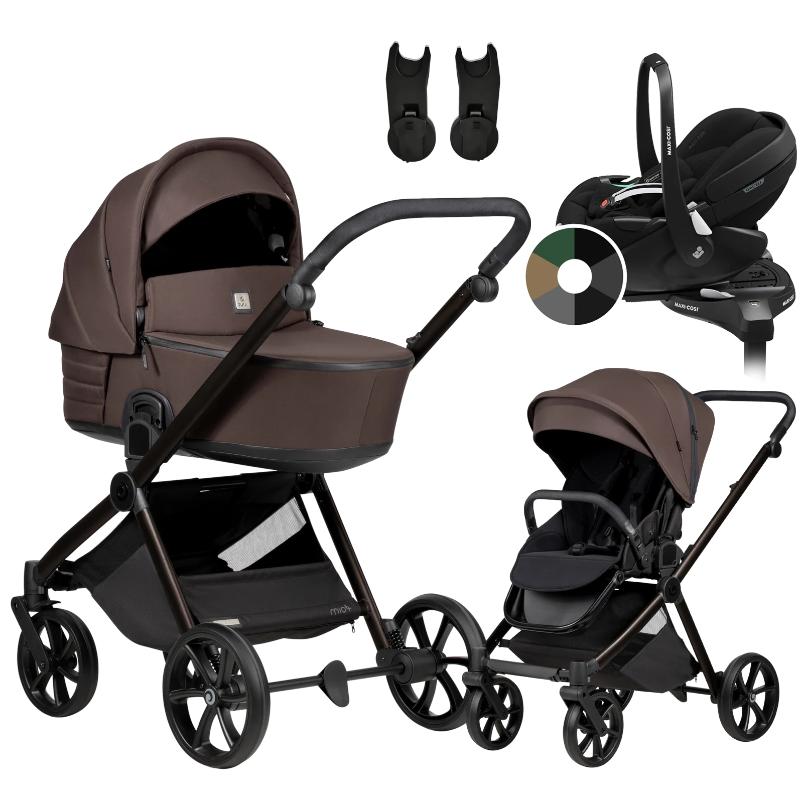 Tutis Mio 3 Plus + Maxi-Cosi Pebble 360 Pro2 + baza + GRATIS - 4w1 | 024 Coffee Brown