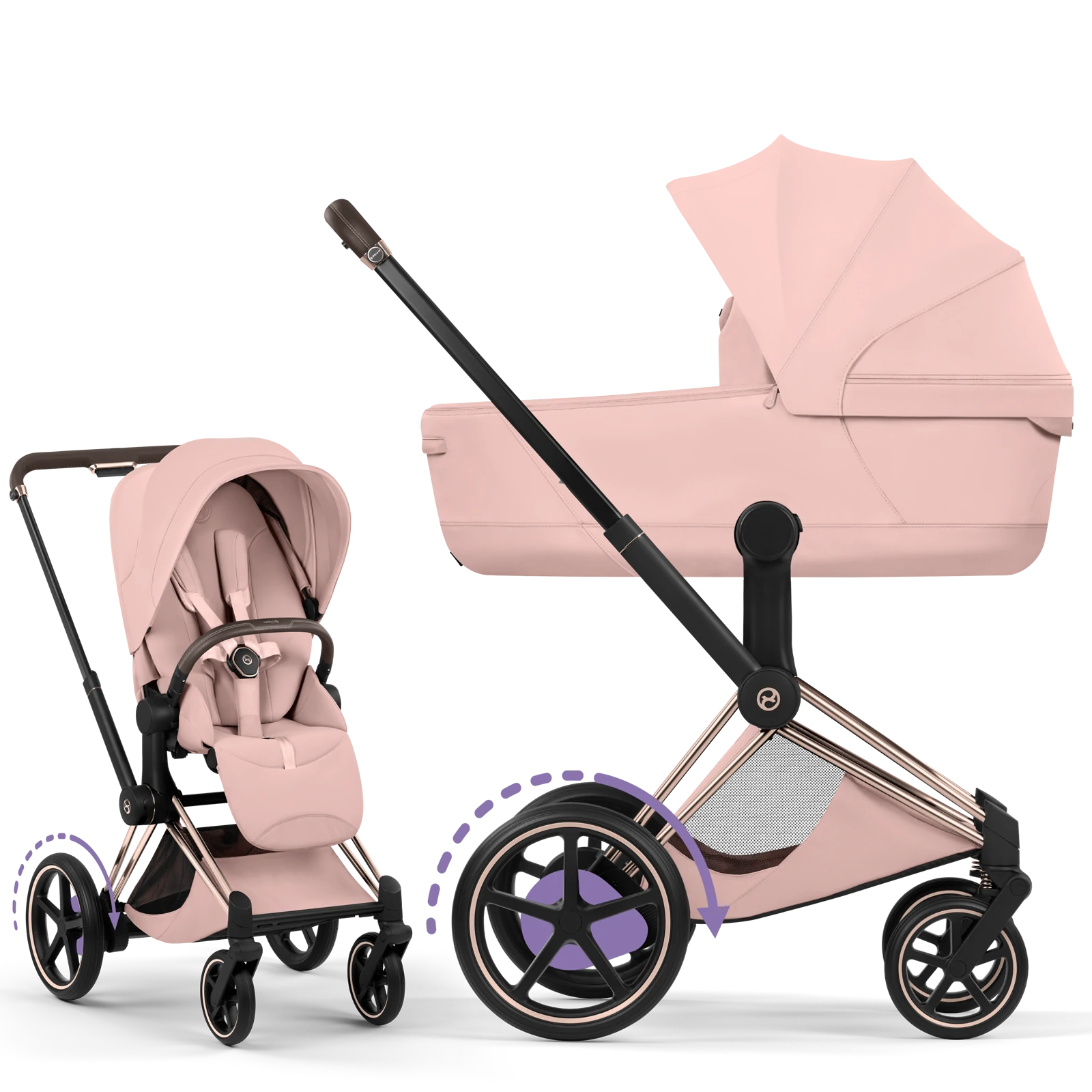 Cybex e-Priam 5.0 - wózek 2w1 | Peach Pink - Rosegold (Style)