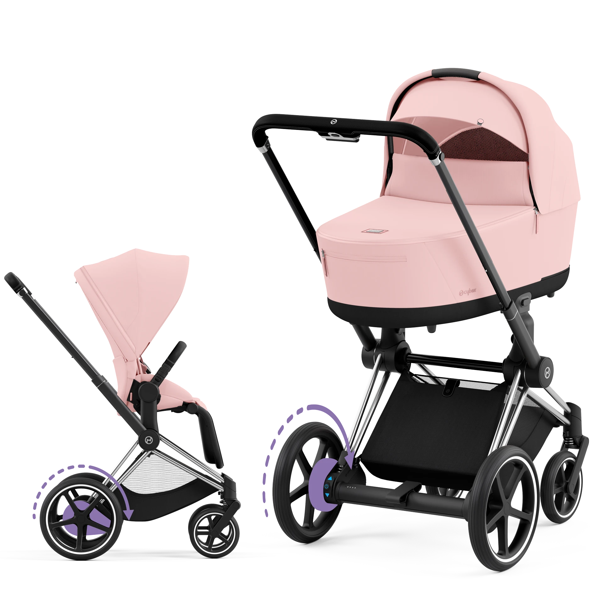 Cybex e-Priam 4.0 - 2w1 | Peach Pink (Chrome Black Frame)