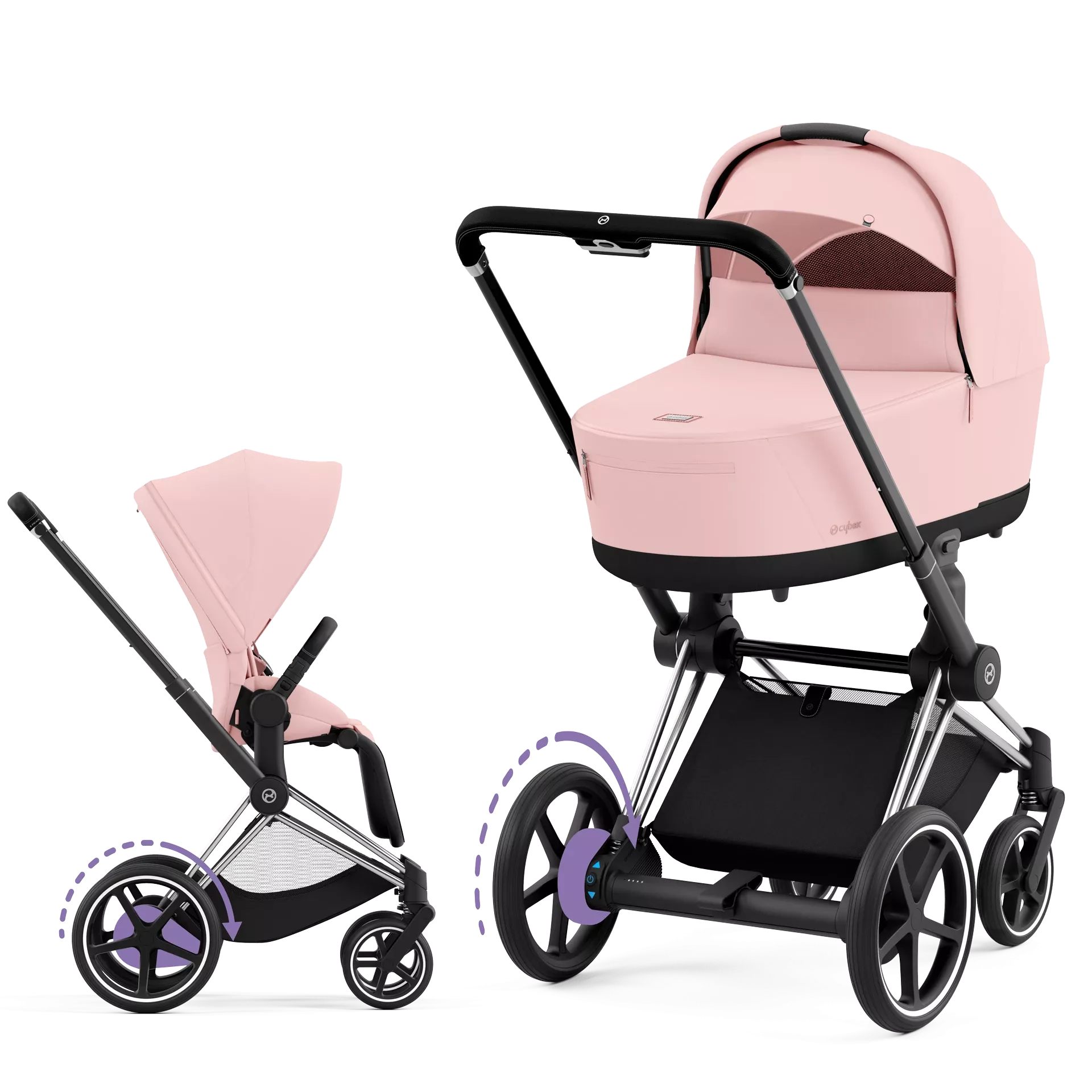 Cybex e-Priam 4.0 - 2w1 | Peach Pink (Chrome Black Frame)