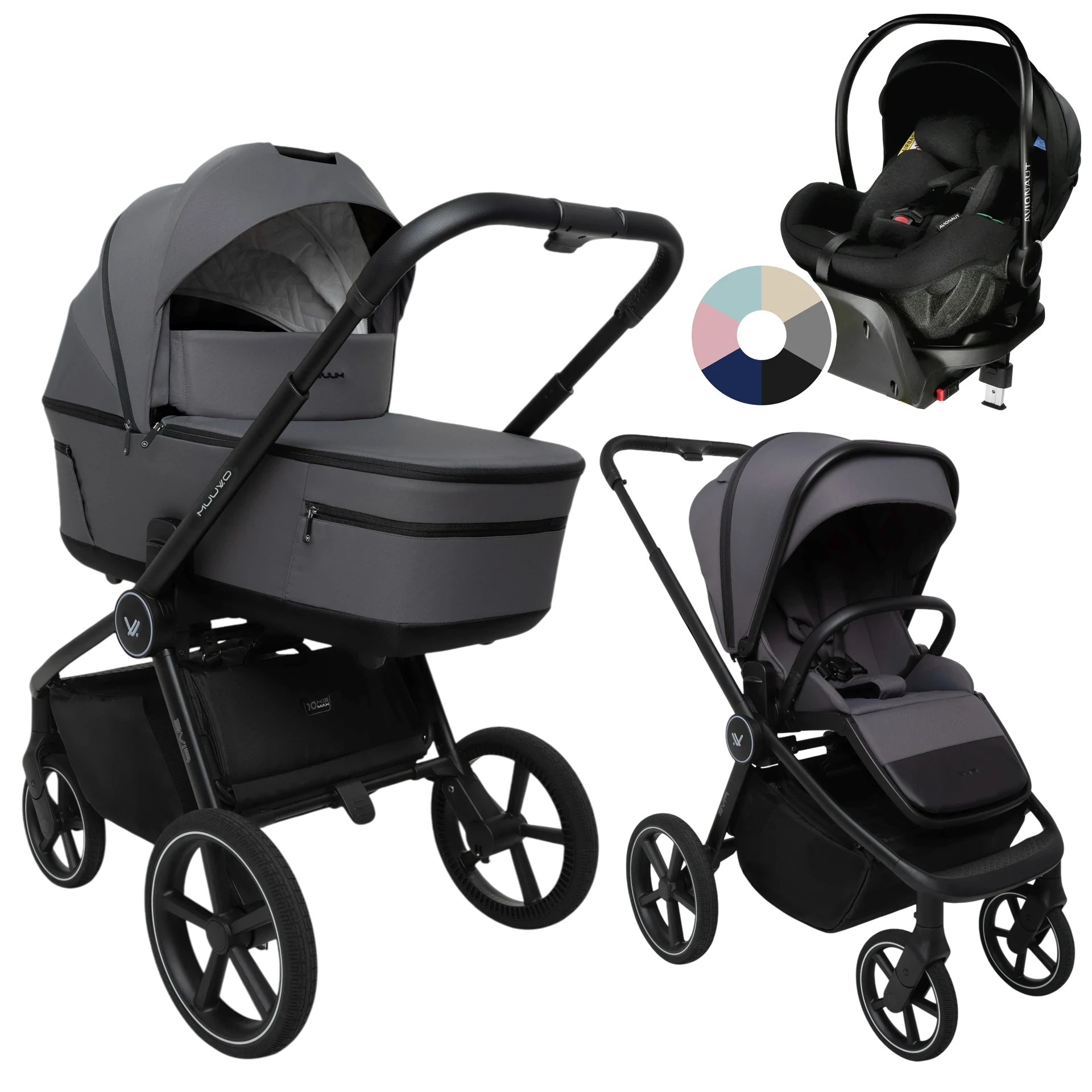 Muuvo Five + Avionaut Pixel Pro 2.0 C + baza IQ Orbit +GRATIS - 4w1 | Iron Graphite