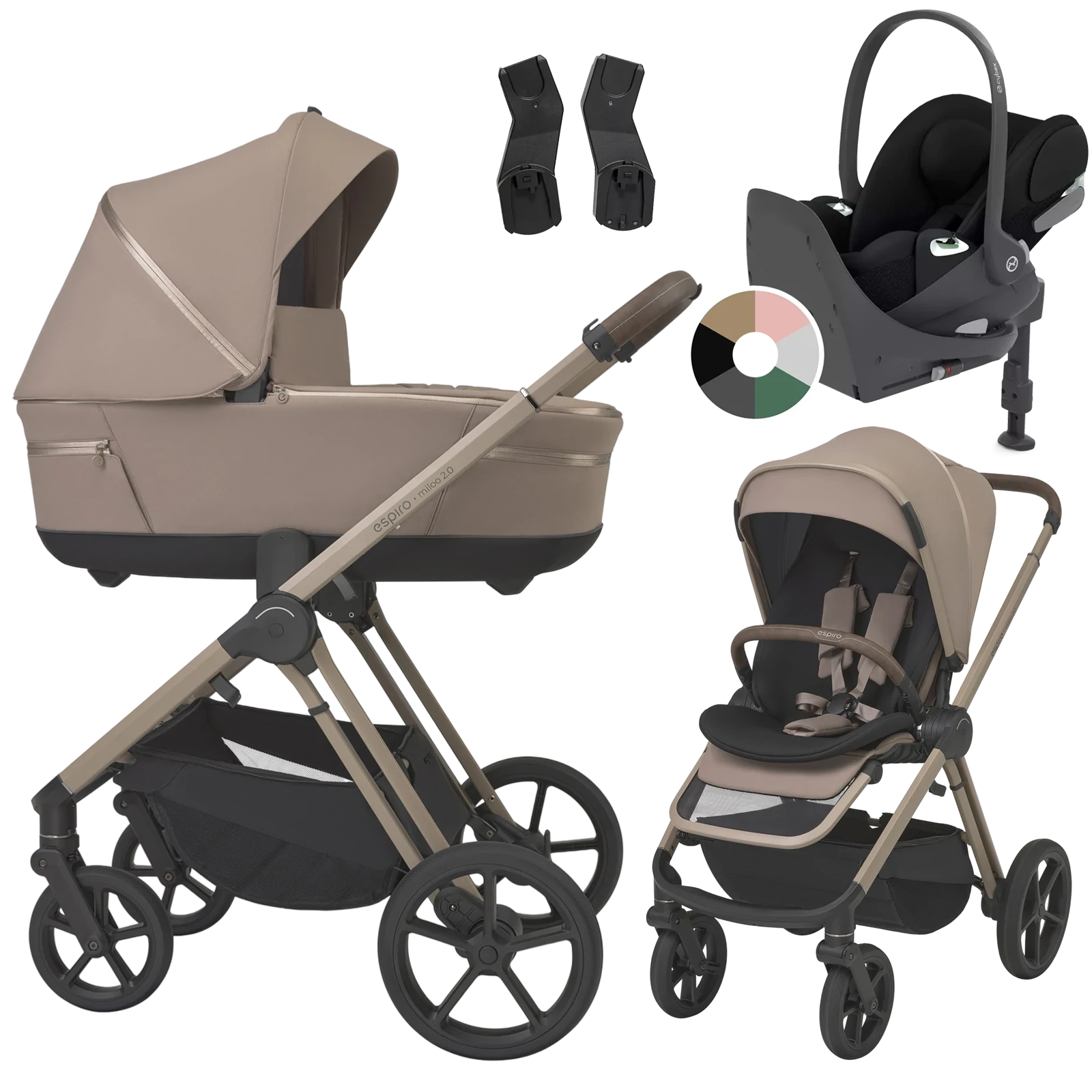 Espiro Miloo 2.0 + Cybex Cloud T i-Size + baza T +GRATIS - 4w1 | 319 Perfect Beige
