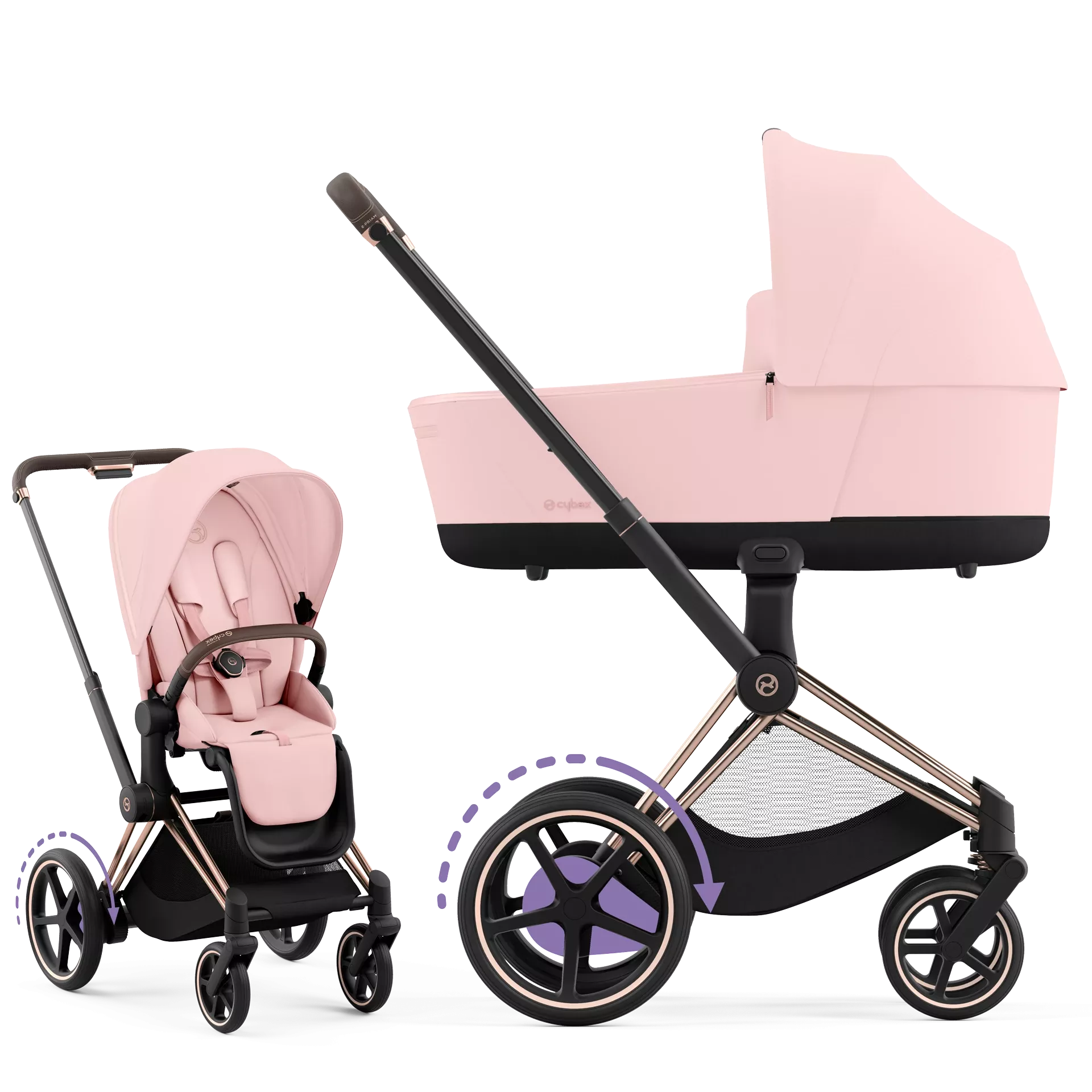 Cybex e-Priam 4.0 - 2w1 | Peach Pink (Rosegold Frame)