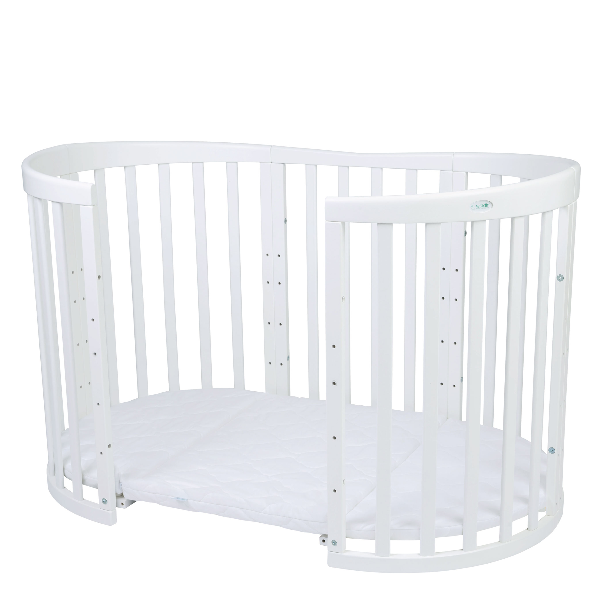 Waldin - owalne łóżeczko 7w1 | White Waldin - owalne łóżeczko 7w1 | White