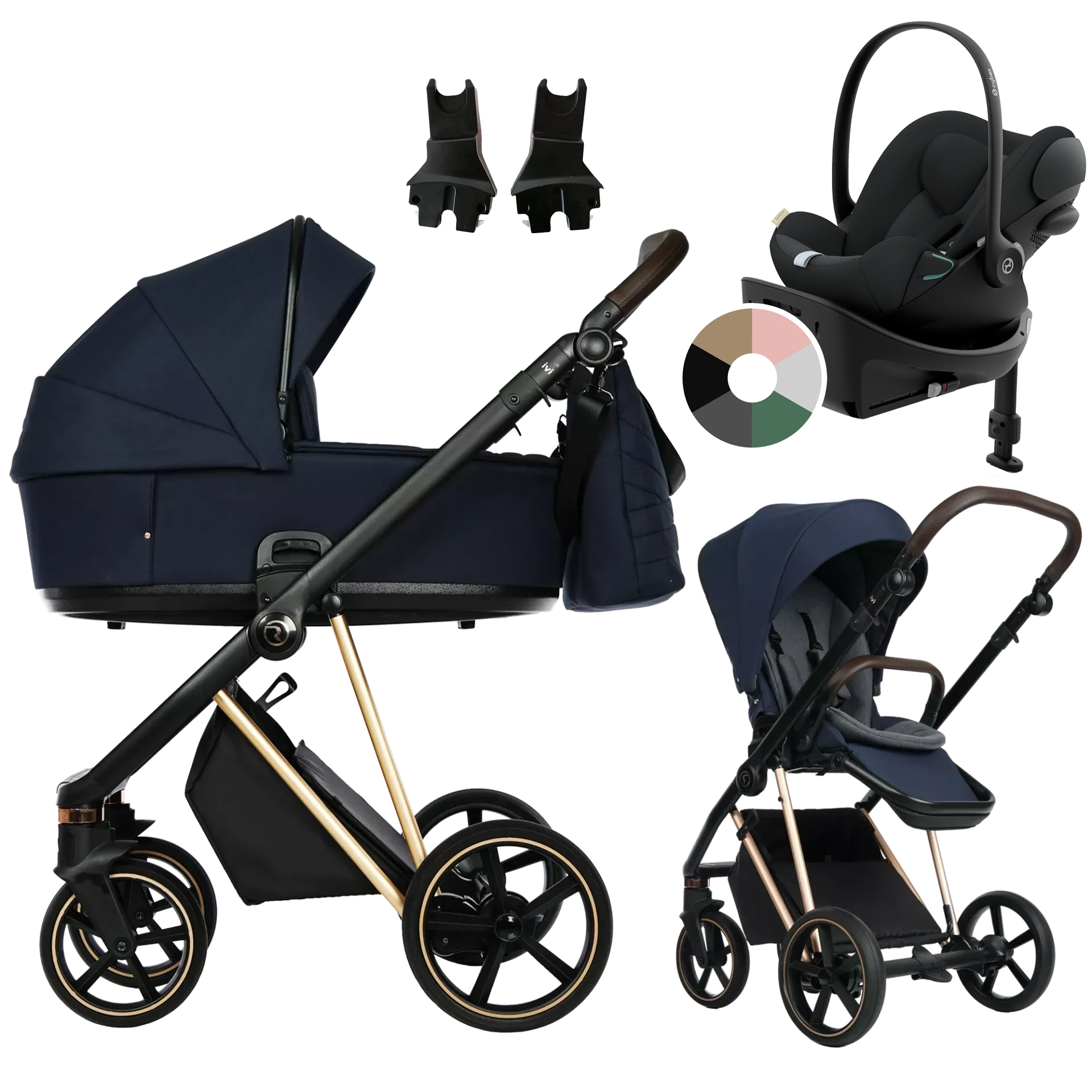Roan Ivi 2.0 + Cybex Cloud G + baza G +GRATIS - 4w1 | Mystic Blue Rosegold